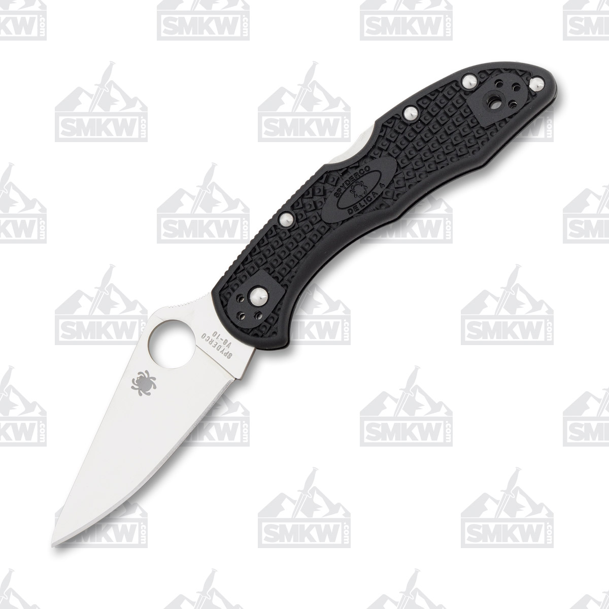 Spyderco Delica 4 Folding Knife 2.9 Inch Plain Satin Clip Point SPC11FPBK View 2