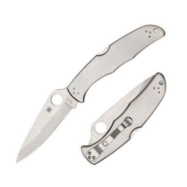 Spyderco Endura 4 Stainless 3.82 Inch Plain Satin Clip Point SPC10P View 1