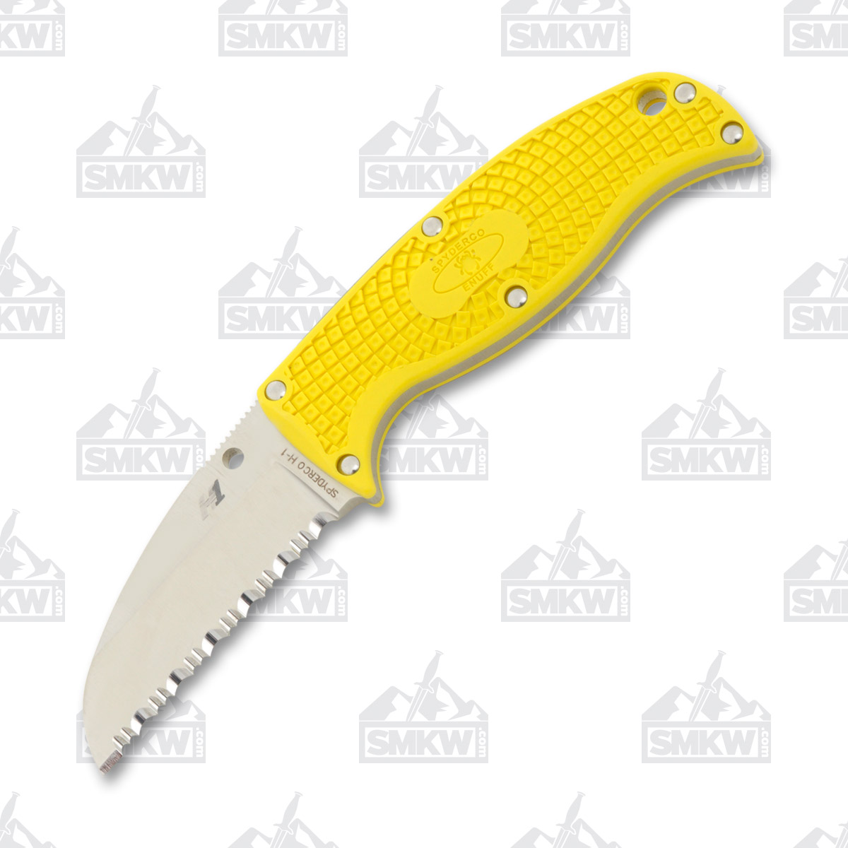 Spyderco Enuff Salt FRN Yellow Fixed Blade 2.75in Serrated Sheepsfoot SPFB31SYL View 2