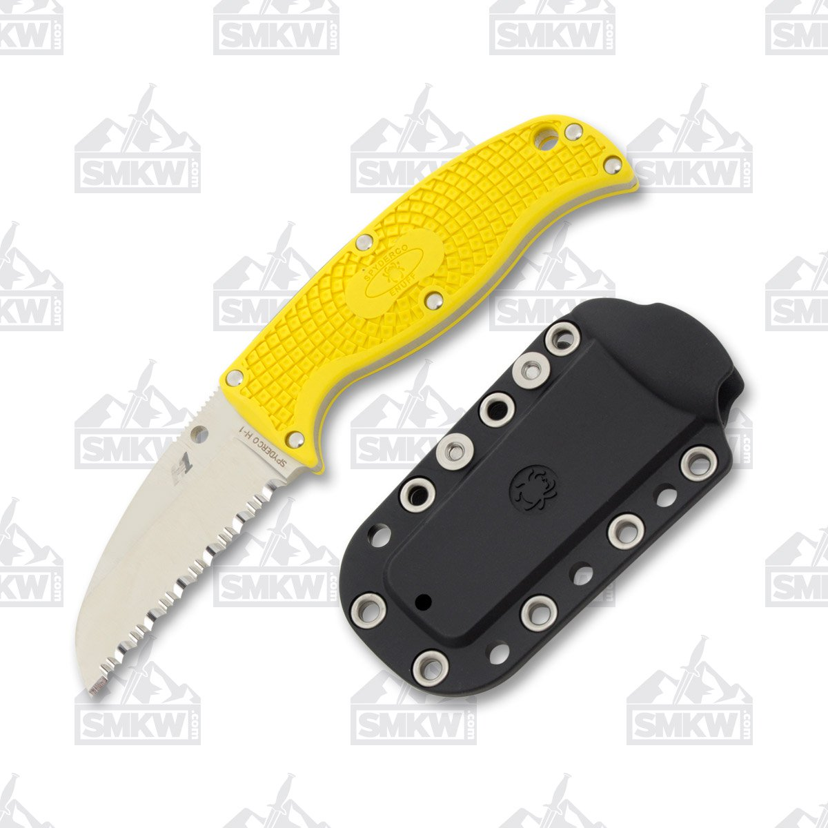 Spyderco Enuff Salt FRN Yellow Fixed Blade 2.75in Serrated Sheepsfoot SPFB31SYL View 1