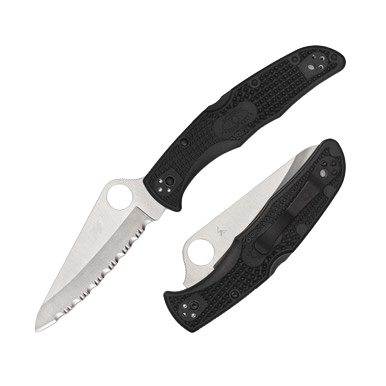 Spyderco Pacific Salt 2 Folding Knife Black FRN 3.78in Satin Serrated Blade SPC91SBK2 View 1