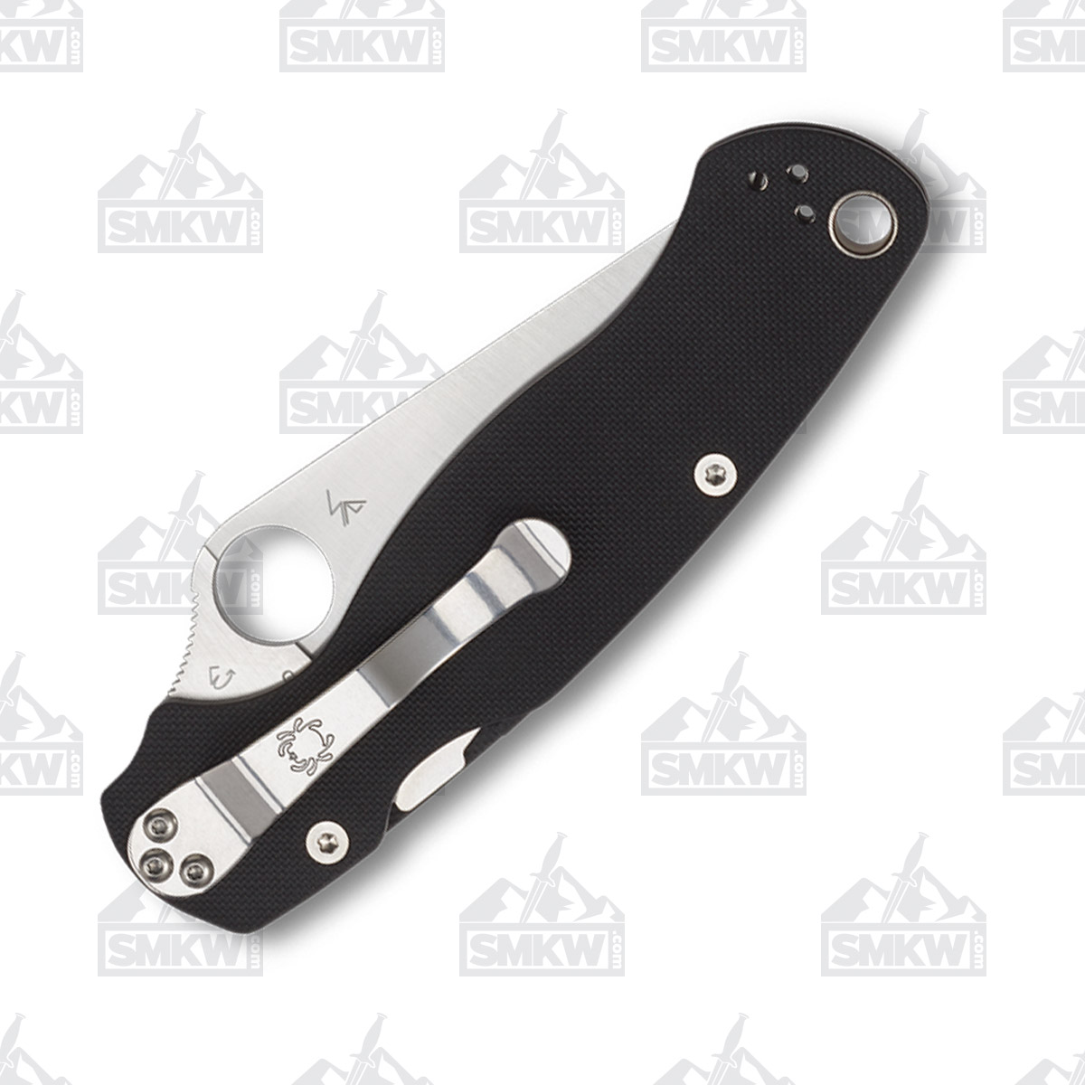 Spyderco Para Military 2 Folding Knife 3.45in Plain Satin Clip Point SPC81GP2 View 3