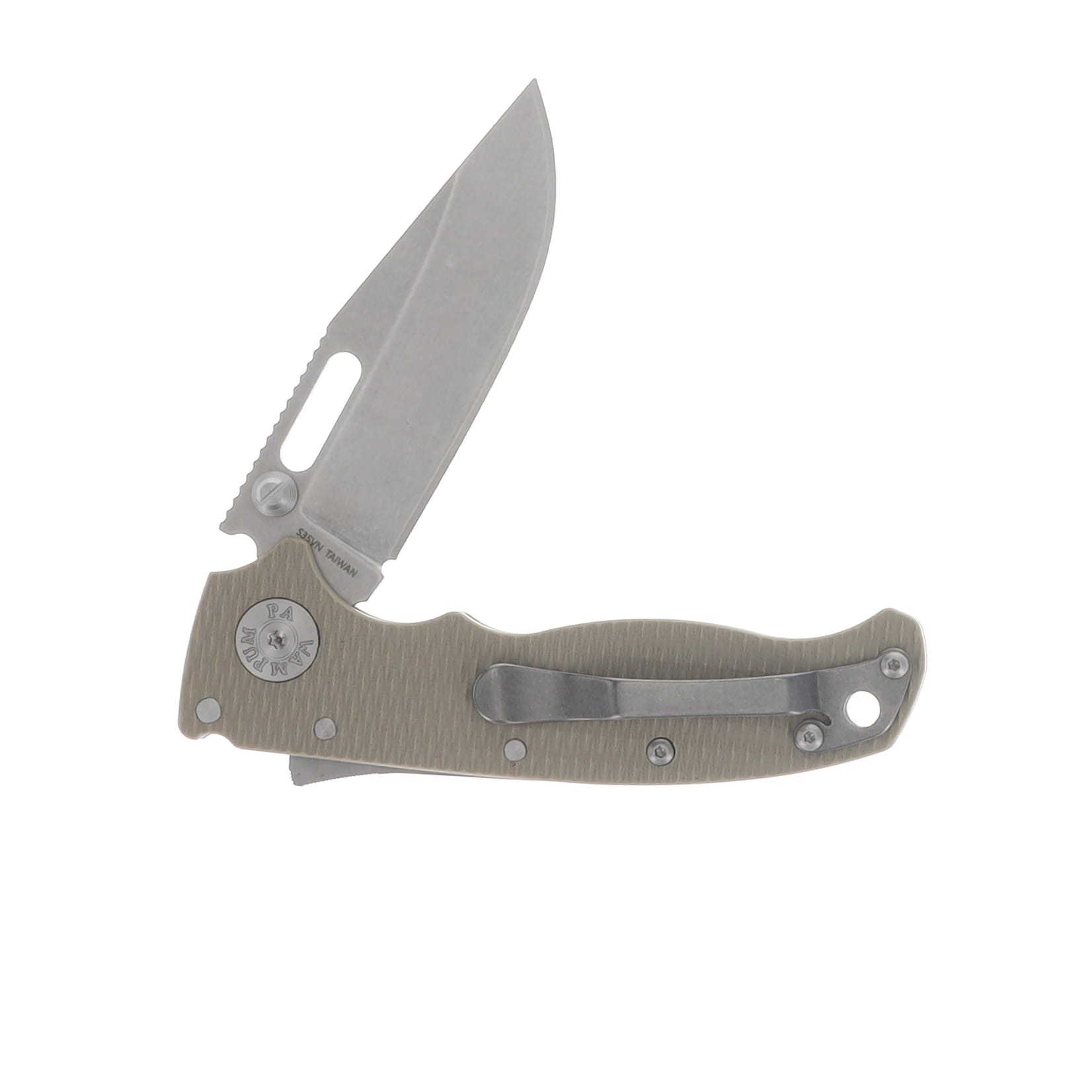 Demko Knives AD20.5 Coyote Tan 3 Inch Plain Stonewash Clip Point AD205-S35-CPCT View 4