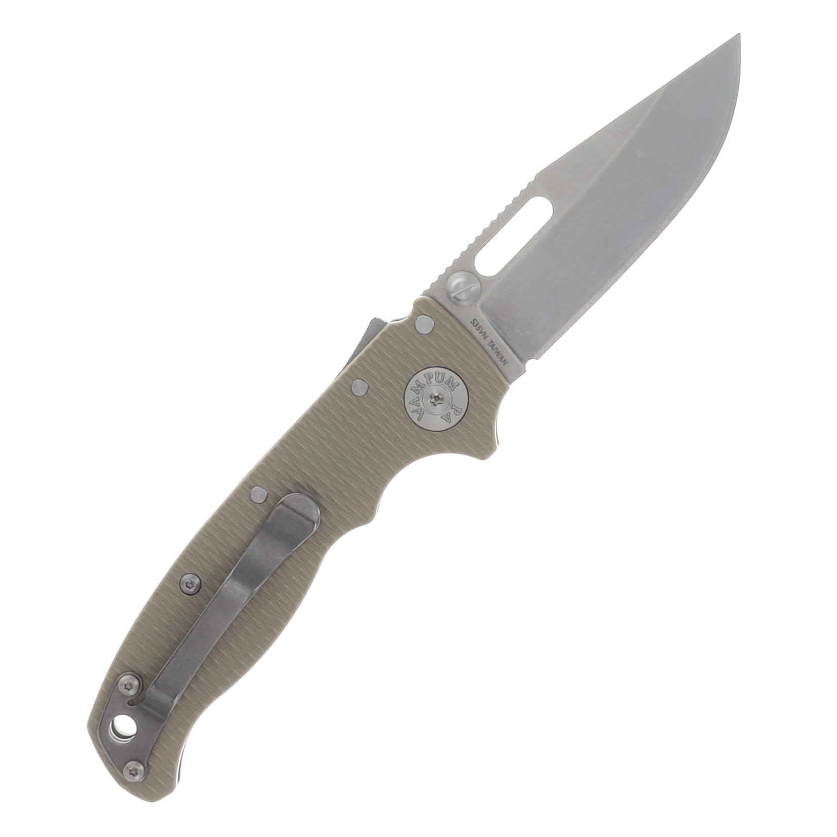 Demko Knives AD20.5 Coyote Tan 3 Inch Plain Stonewash Clip Point AD205-S35-CPCT View 2