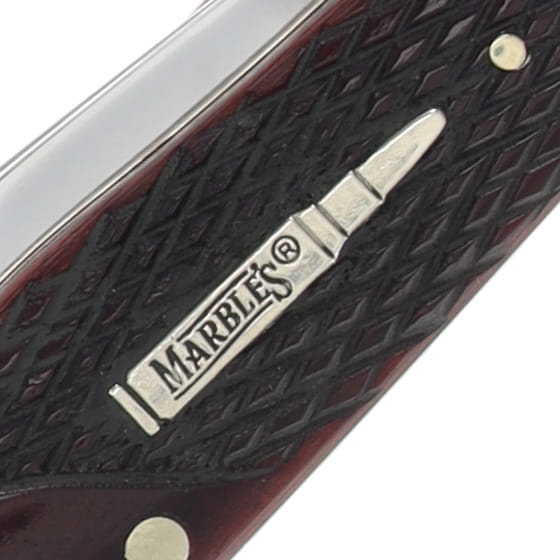 Marble's Exhibition Grade Brown Checkered Bone Trapper Folding Knife MR682 View 2