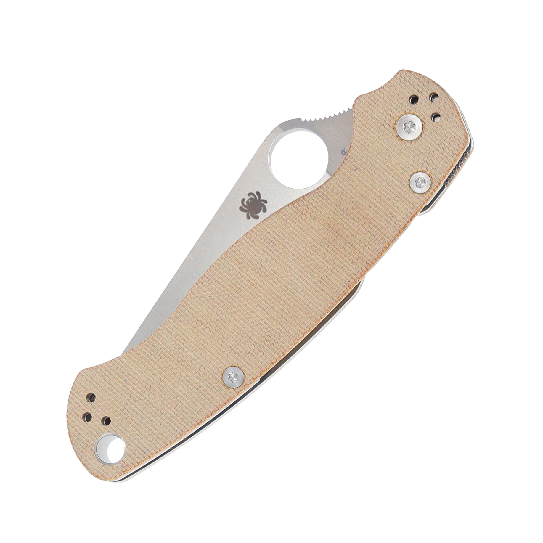 Spyderco Para Military 2 Folding Knife Brown Micarta 3.47" Satin Drop Pt SPC81MPCW2 View 5