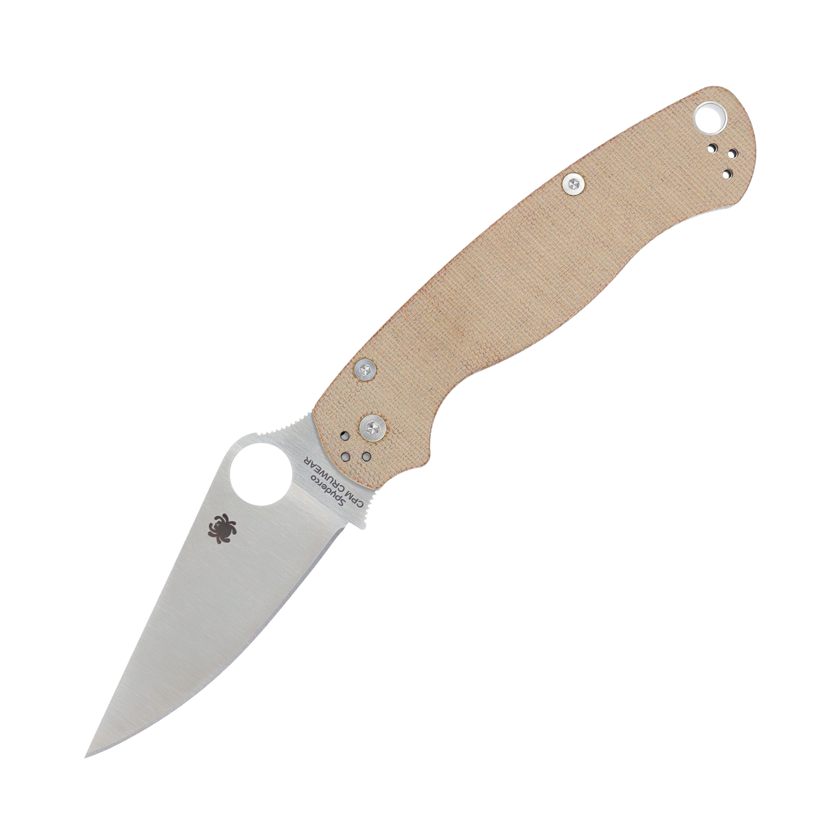 Spyderco Para Military 2 Folding Knife Brown Micarta 3.47" Satin Drop Pt SPC81MPCW2 View 1