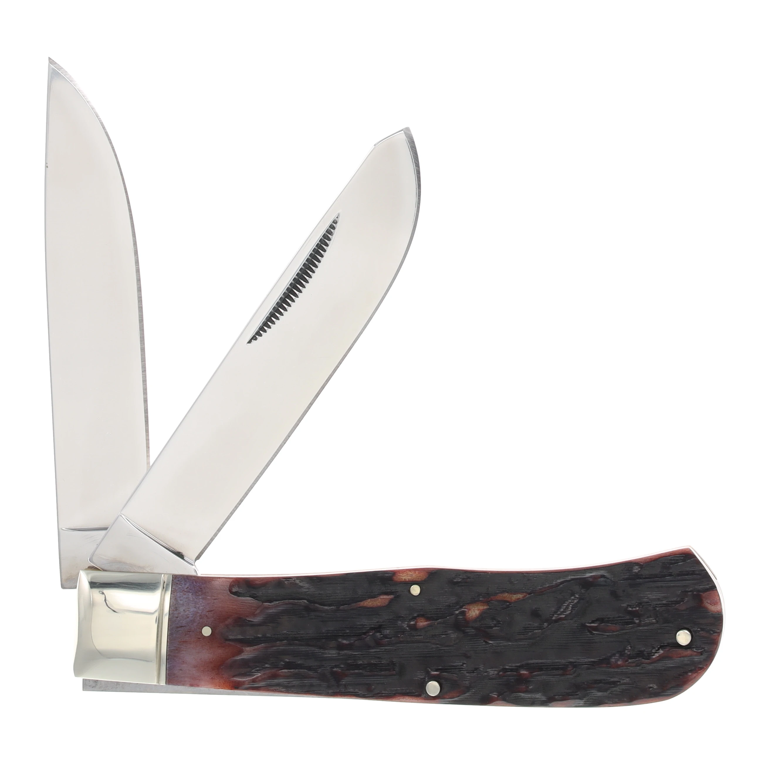 Marbles Jumbo Trapper 3.62in Clip Point Folding Knife Stag Bone Brown MR117 View 2