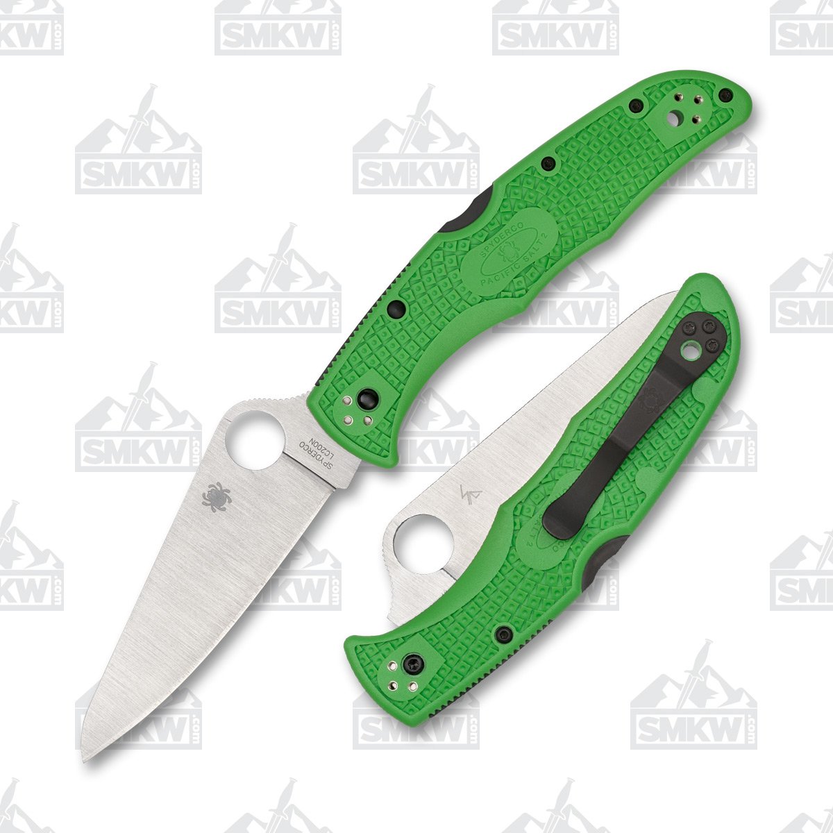 Spyderco Pacific Salt 2 Folding Knife Green FRN 3.78in PlainEdge Blade SPC91FPGR2 View 1