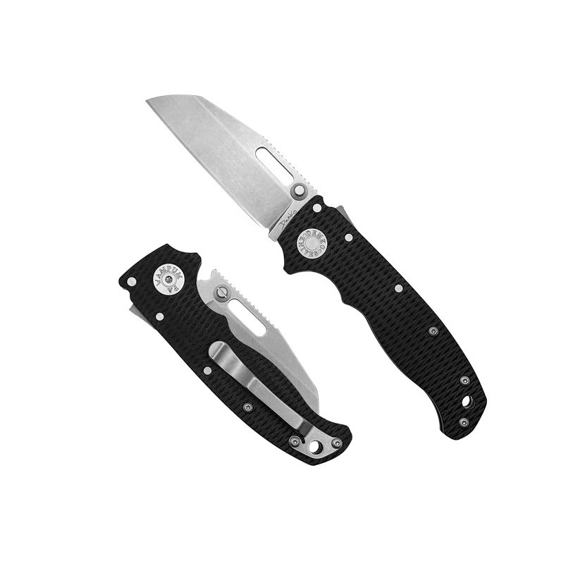 Demko AD20.5 Sharksfoot Folding Knife Black G10 Stonewash S35VN AD205-S35-SFB View 1