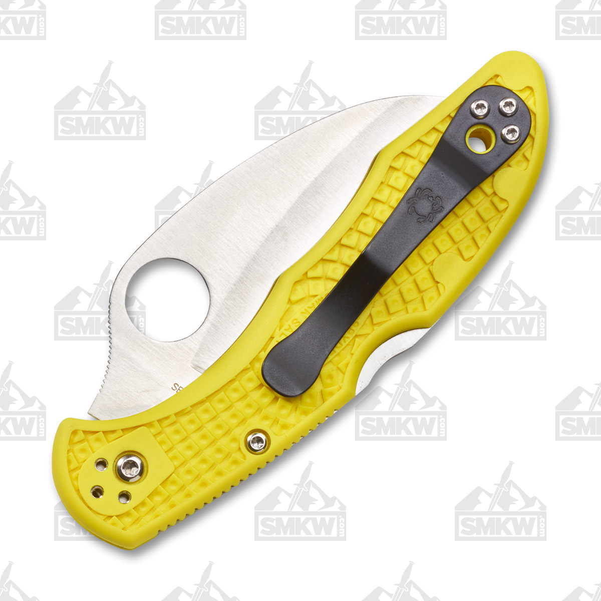 Spyderco Tasman Salt 2 Yellow FRN Folding Knife 2.9in Serrated Hawkbill Blade SPC106SYL2 View 3