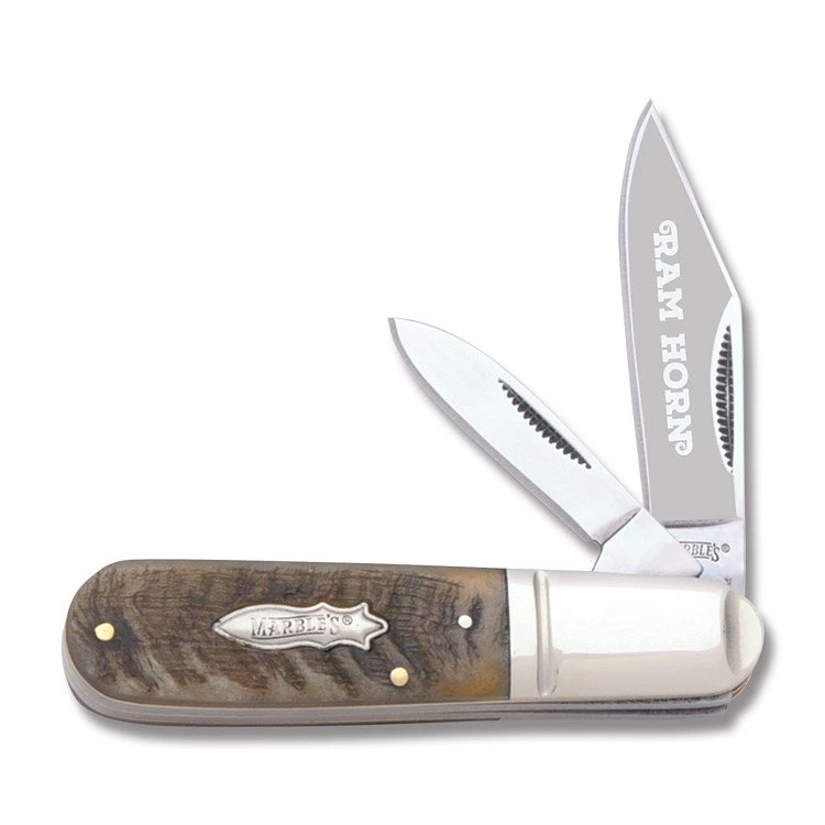 Marbles Knives Small Barlow Folding Knife Rams Horn MR365 View 1
