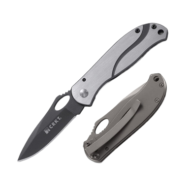 CRKT Pazoda Folding Knife Gray 2.74 Inch Plain Black TiNi Drop Point CR6480 View 3
