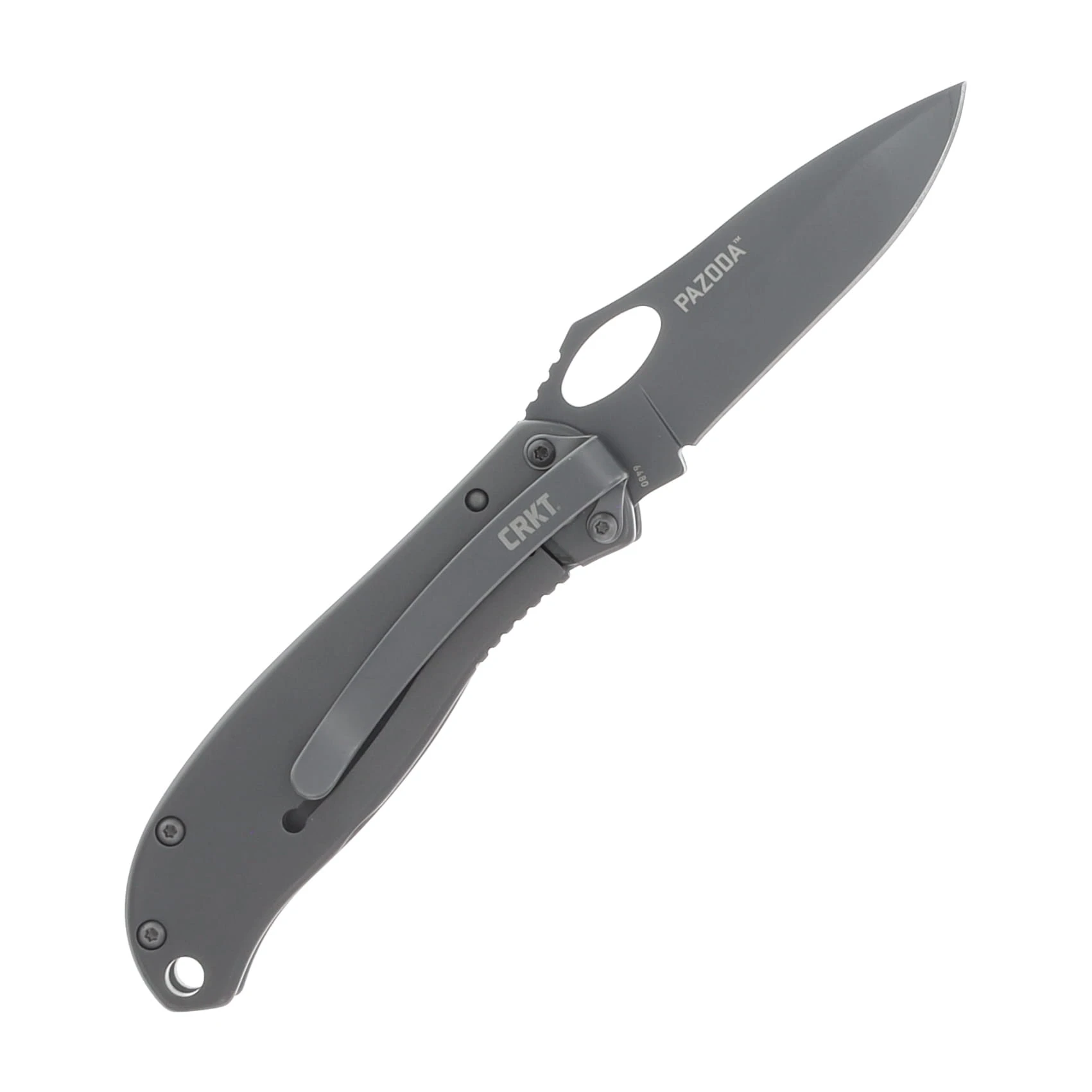 CRKT Pazoda Folding Knife Gray 2.74 Inch Plain Black TiNi Drop Point CR6480 View 2