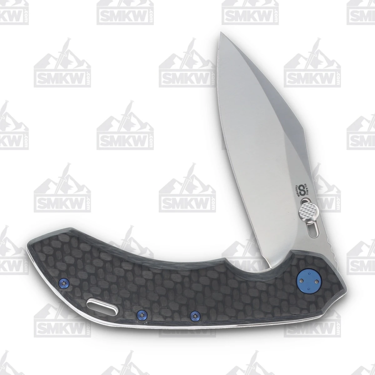 Olamic Wayfarer 247 Folding Knife T-051C 12K Twill Carbon Fiber/Frosty Blue T051C View 3
