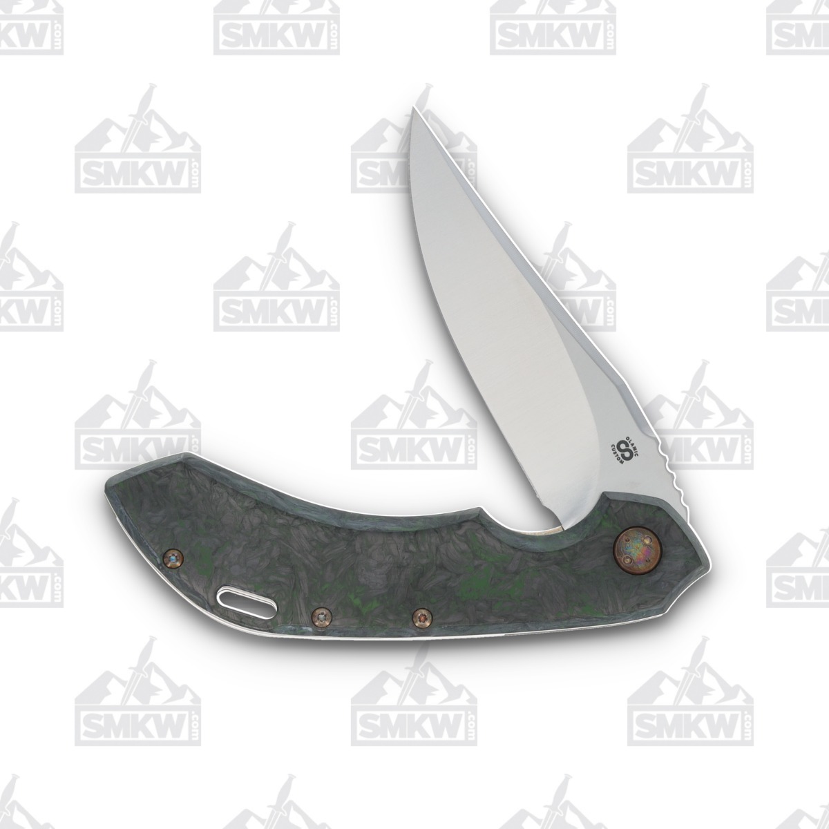 Olamic Wayfarer 247 Folding Knife T-045B Dark Matter FatCarbon Green Neontropic T045B View 3