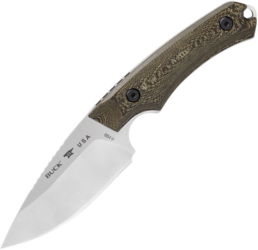 Buck 664 Alpha Hunter Richlite Fixed Blade 3.63in Satin Drop Point BU13465 View 1