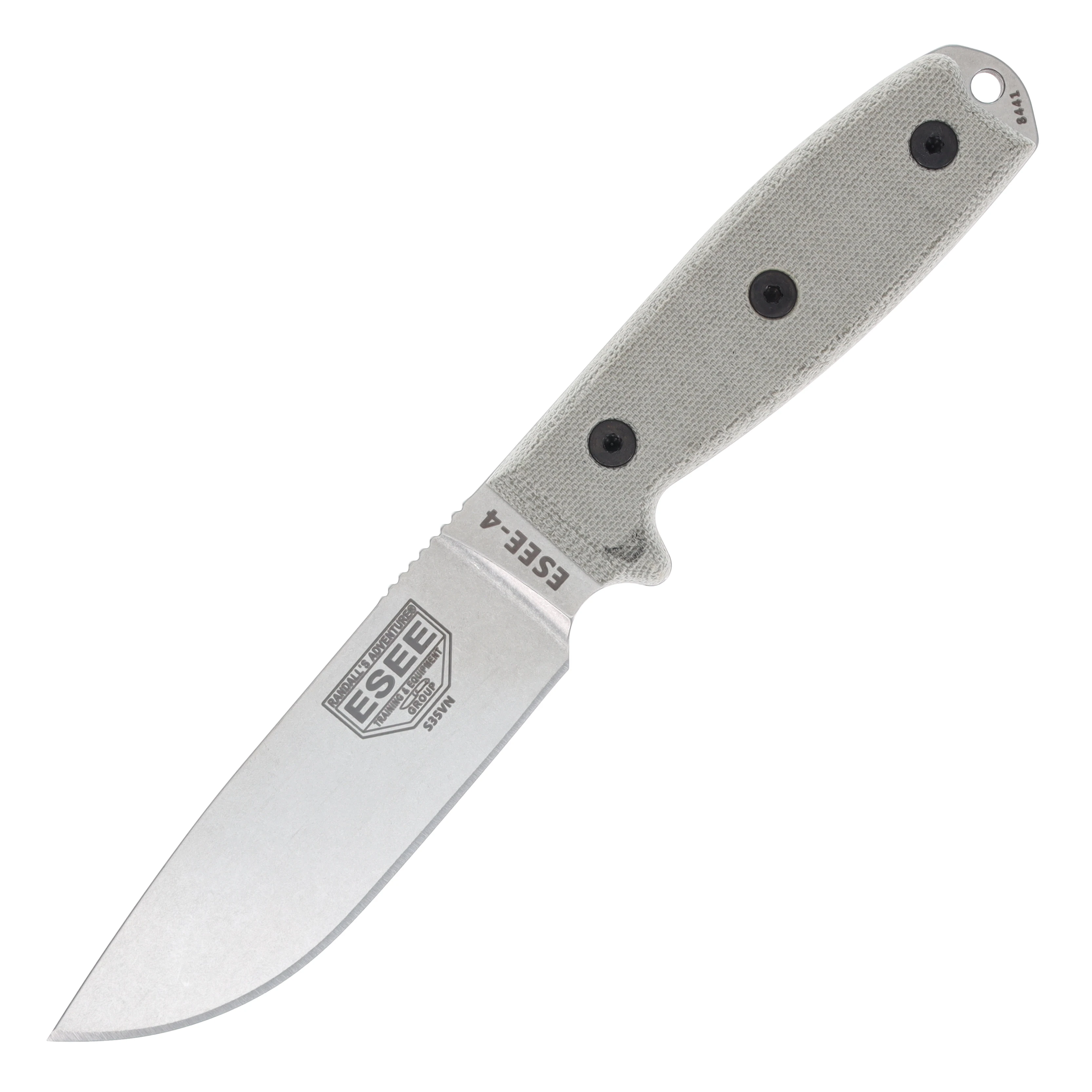 ESEE Knives ESEE 4 Fixed Blade Natural Canvas Micarta Stonewash S35VN ESEE4P35V View 3