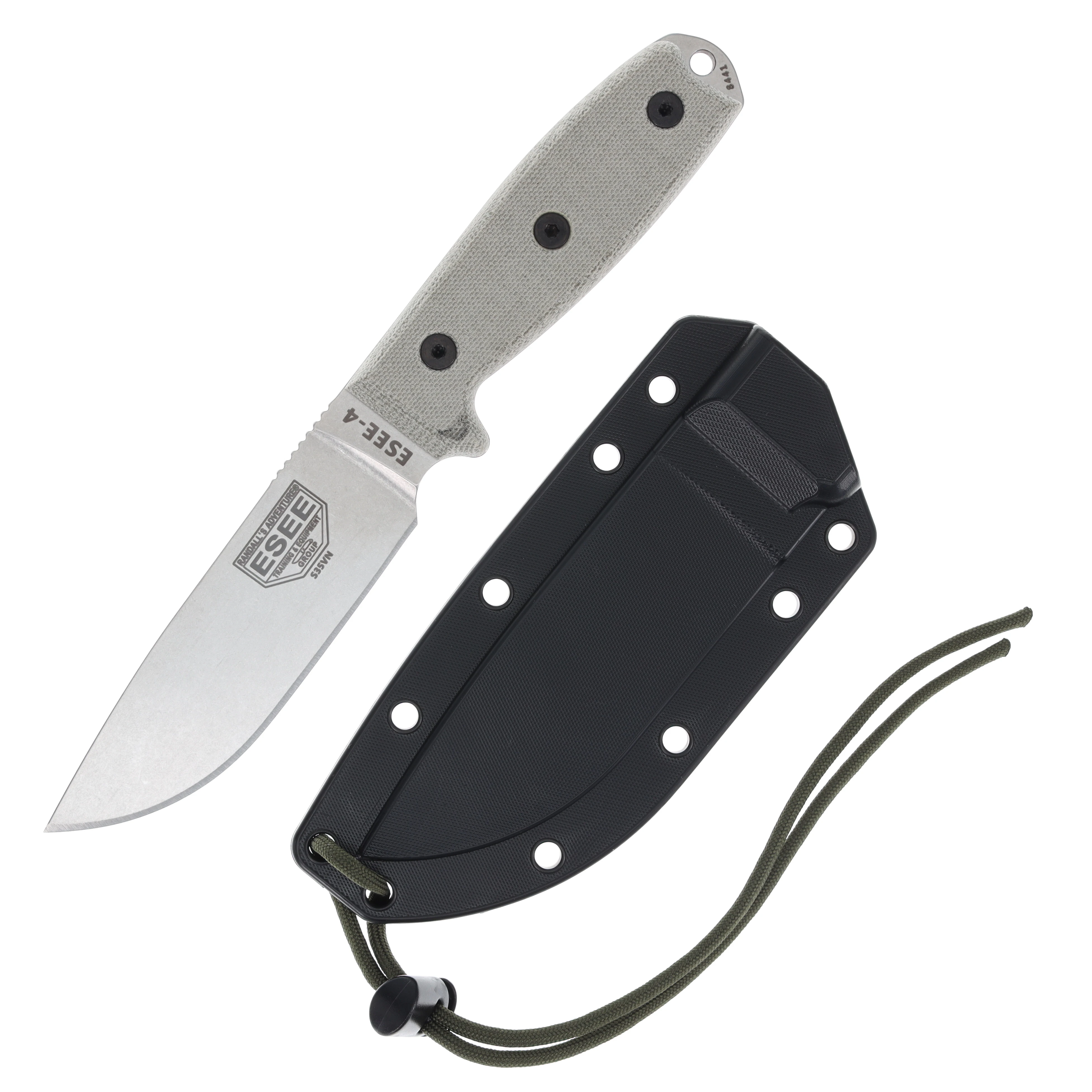 ESEE Knives ESEE 4 Fixed Blade Natural Canvas Micarta Stonewash S35VN ESEE4P35V View 5