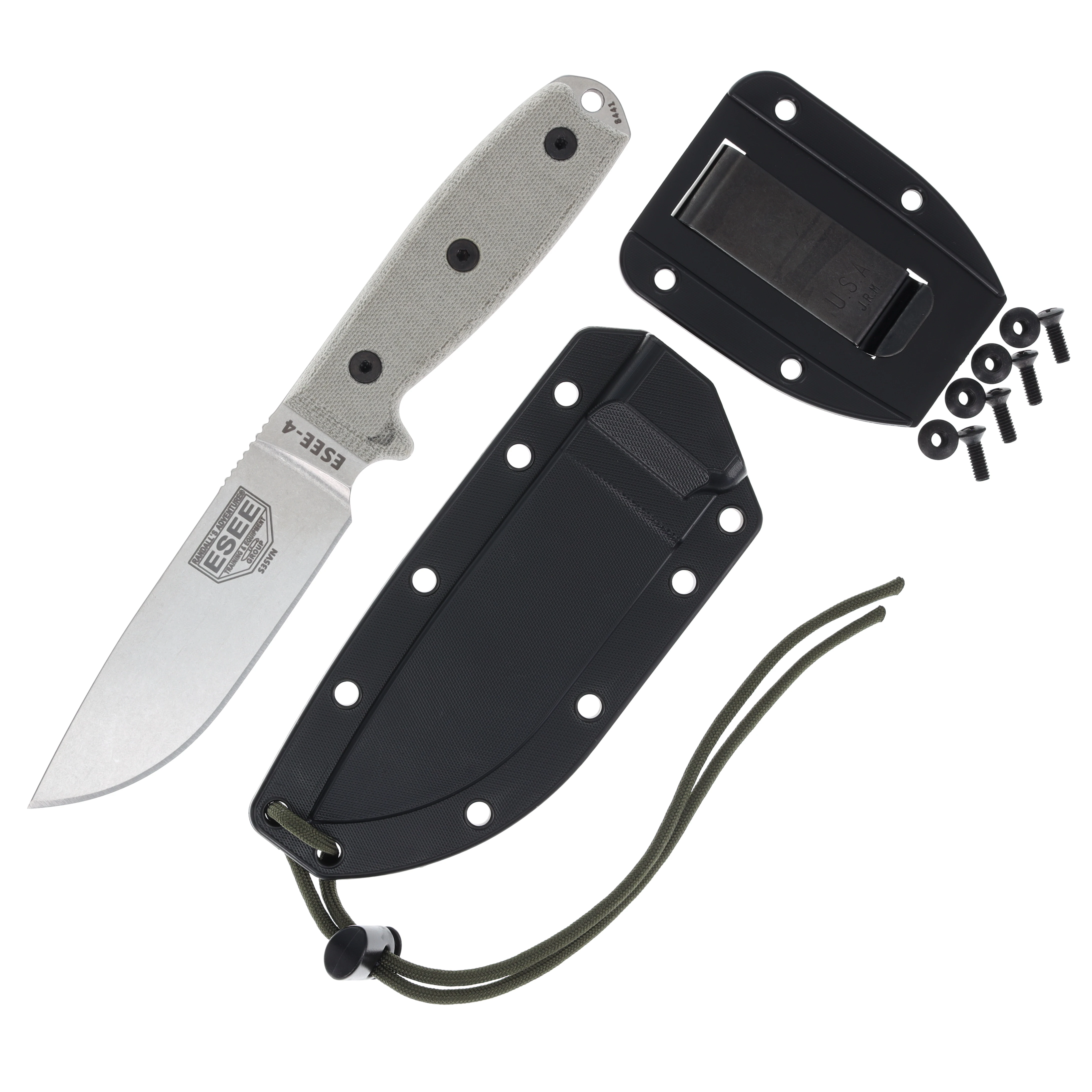 ESEE Knives ESEE 4 Fixed Blade Natural Canvas Micarta Stonewash S35VN ESEE4P35V View 1