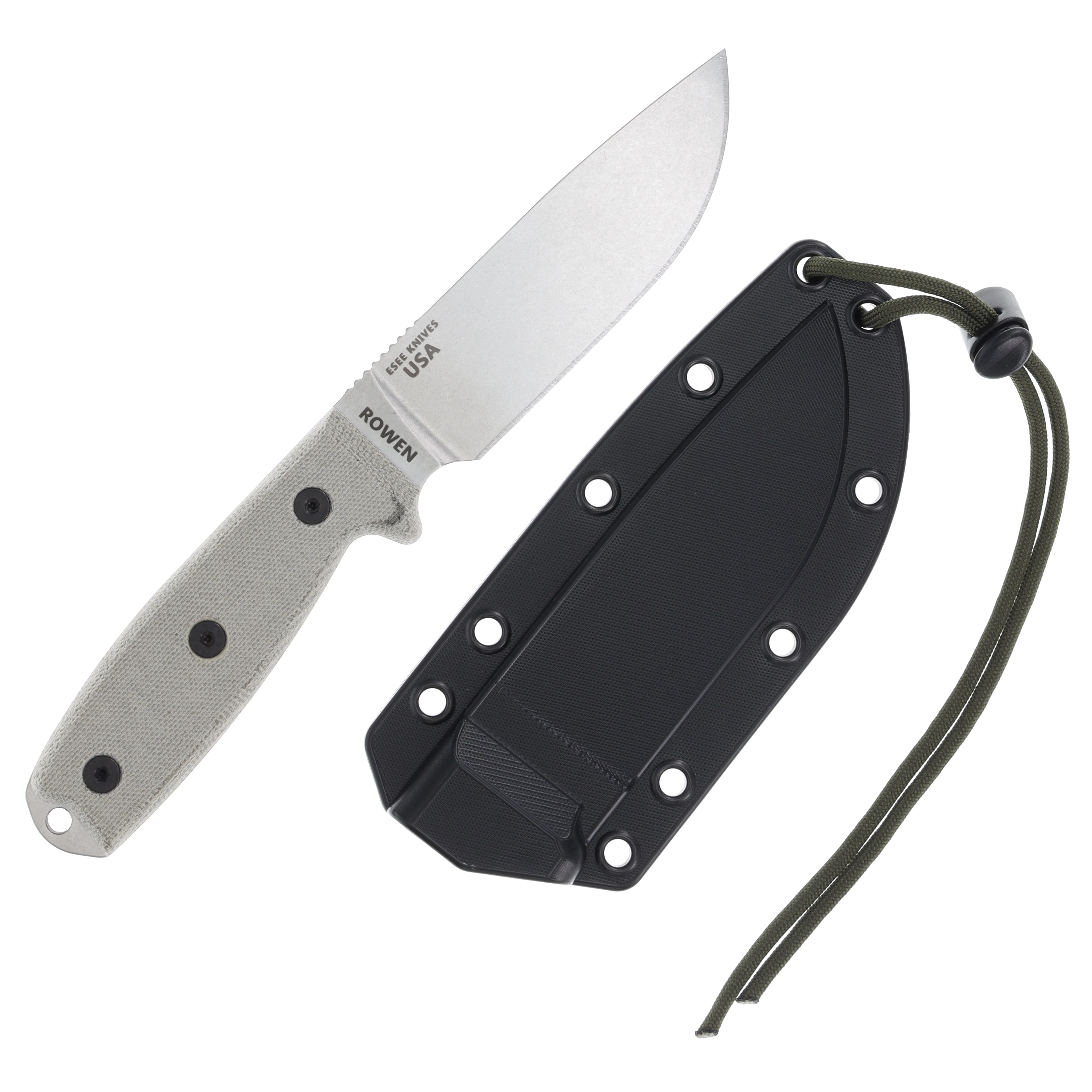 ESEE Knives ESEE 4 Fixed Blade Natural Canvas Micarta Stonewash S35VN ESEE4P35V View 6
