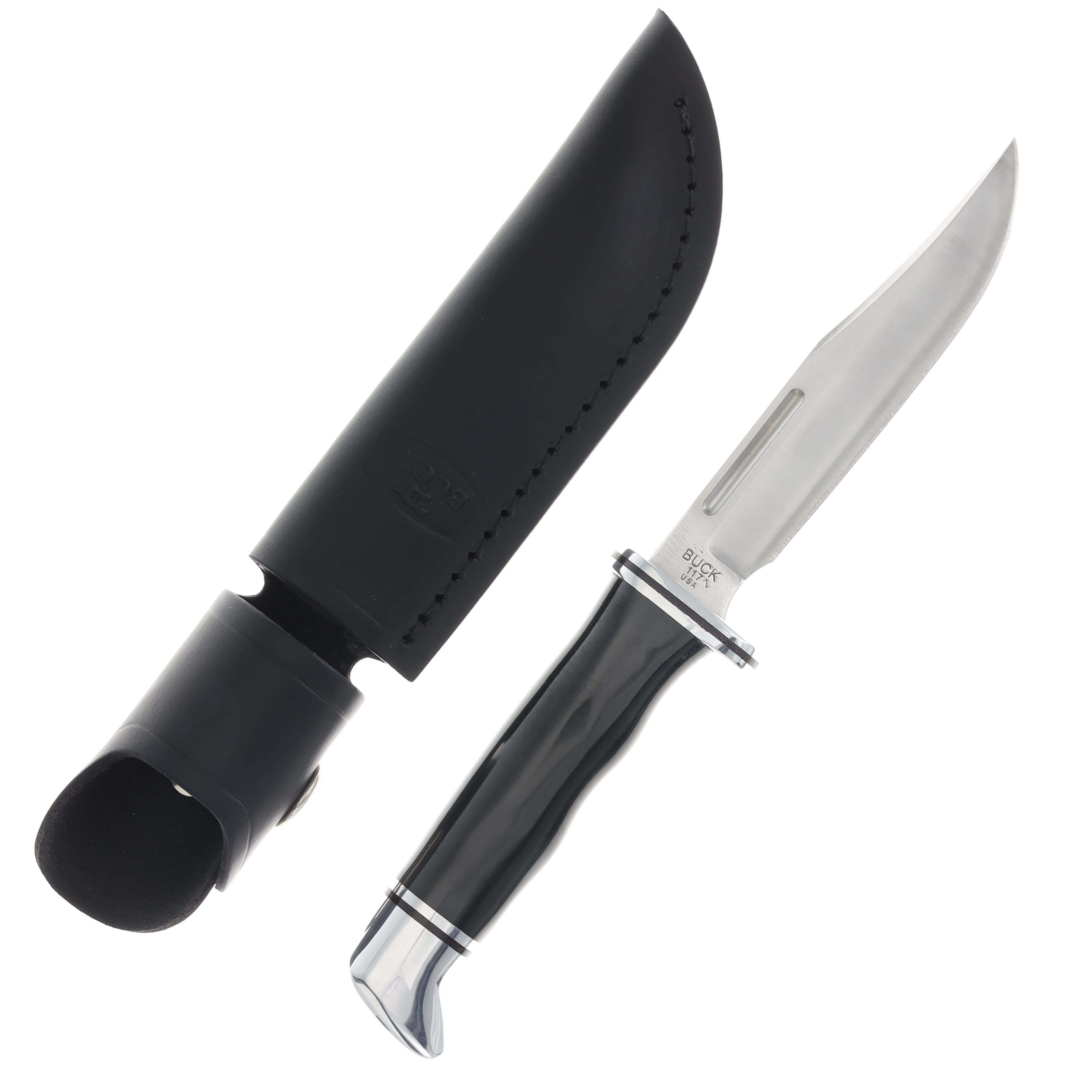 Buck Knives 117 Brahma Fixed Blade Black Phenolic 4.5in Satin Clip Point BU13453 View 2