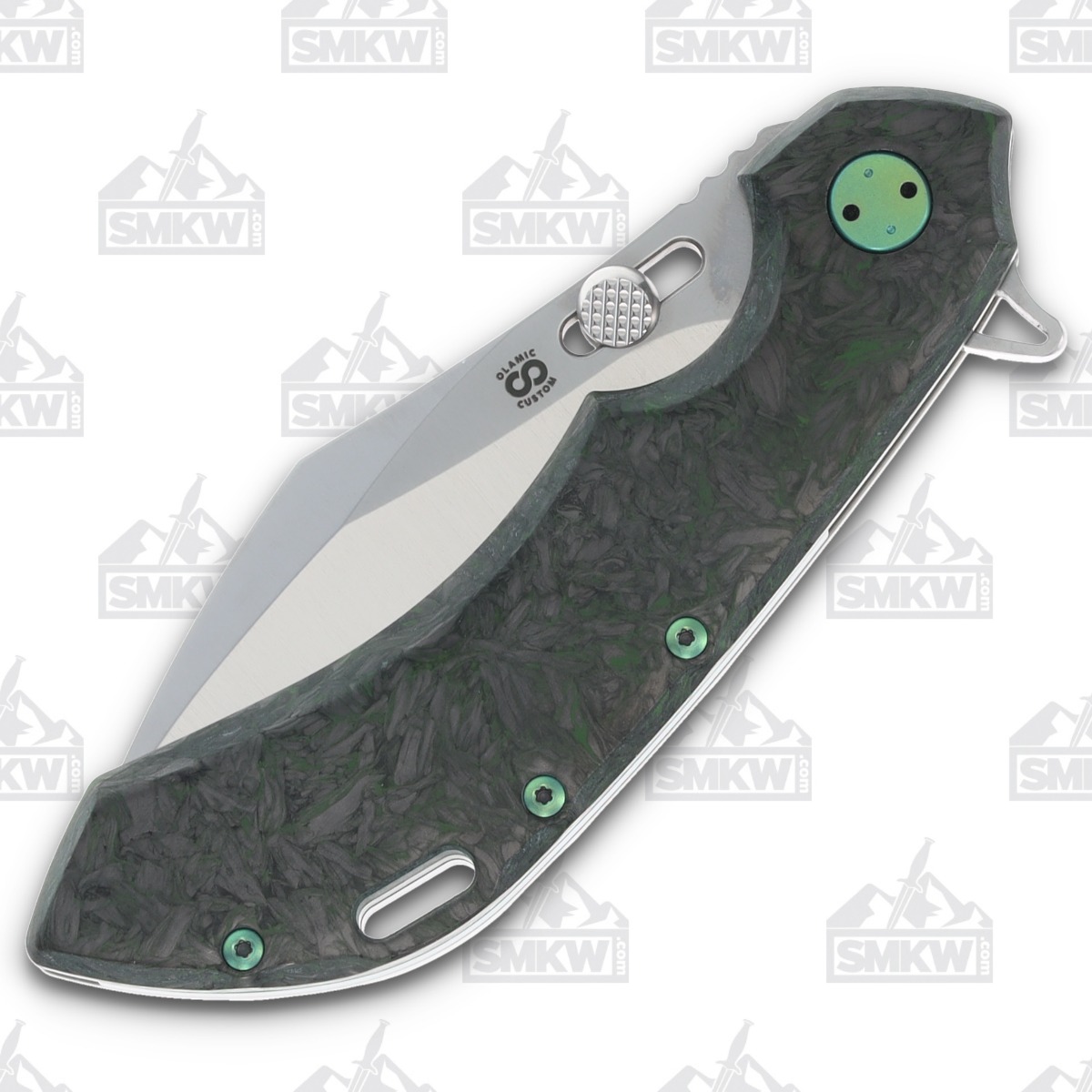 Olamic Wayfarer 247 Folding Knife T-054C Dark Matter FatCarbon/Matte Green Titanium T054C View 5