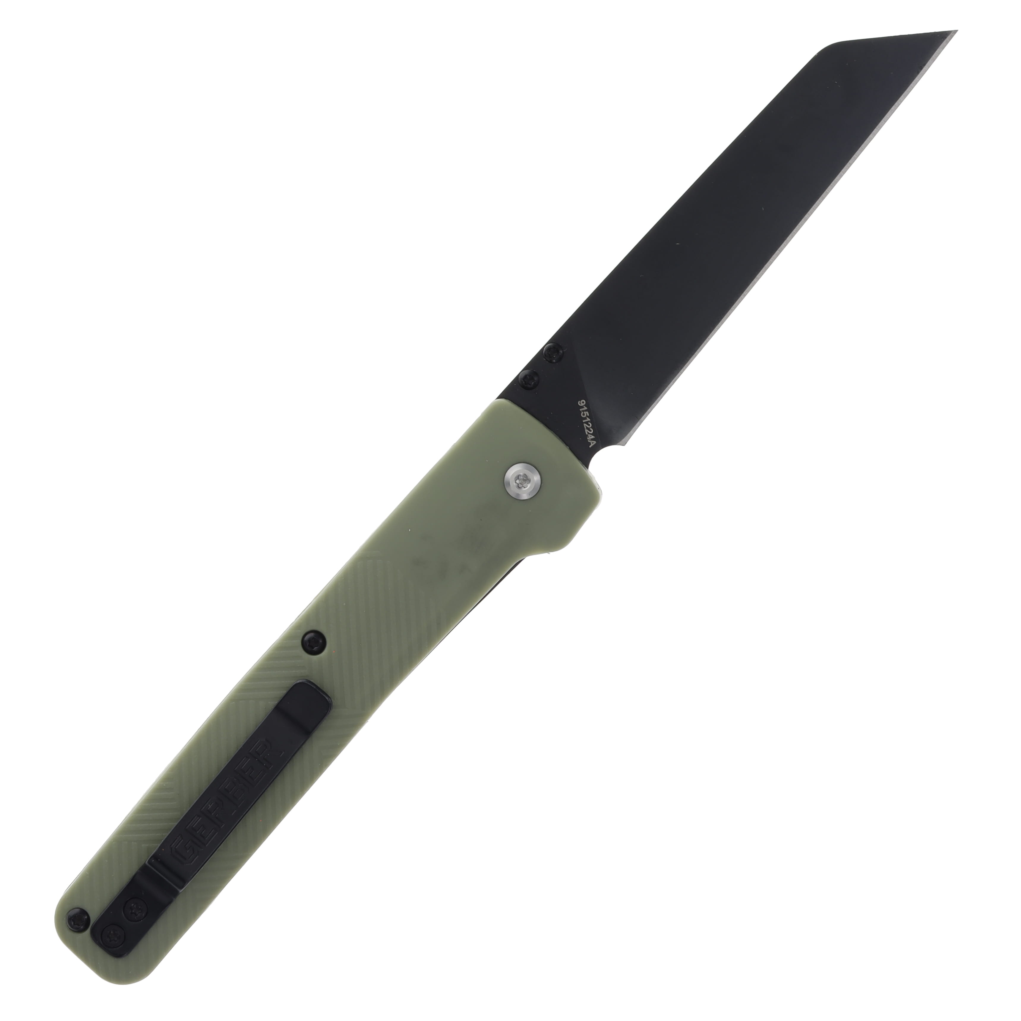Gerber Pledge Folding Knife Lichen Green 3.7in Plain Black Rev-Tanto G1067524 View 2