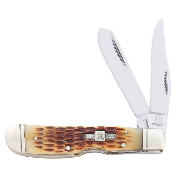 Rough Ryder Amber Jigged Bone Trapper Lockback Folding Knife RR1069 View 1