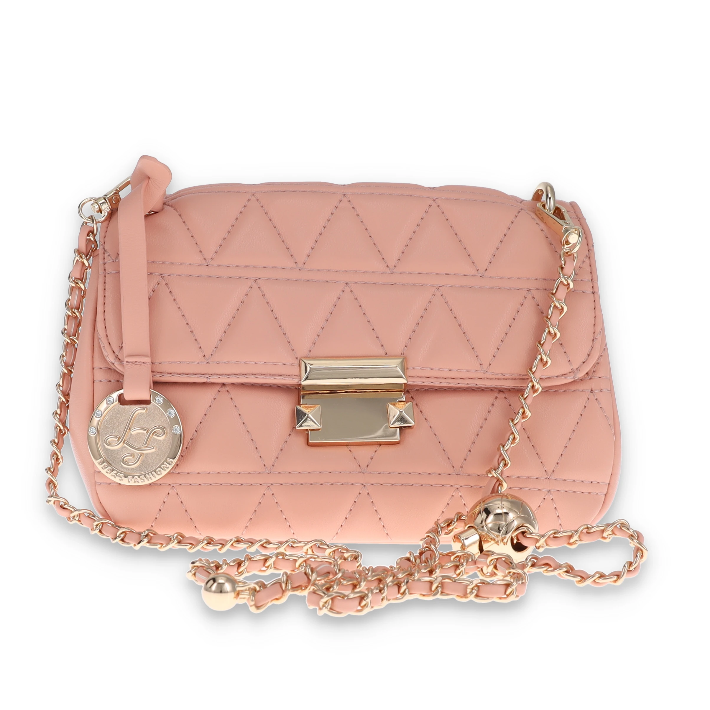 Leda's Fashions Small Quilted Pink Clutch Purse LPP2006PNK View 1
