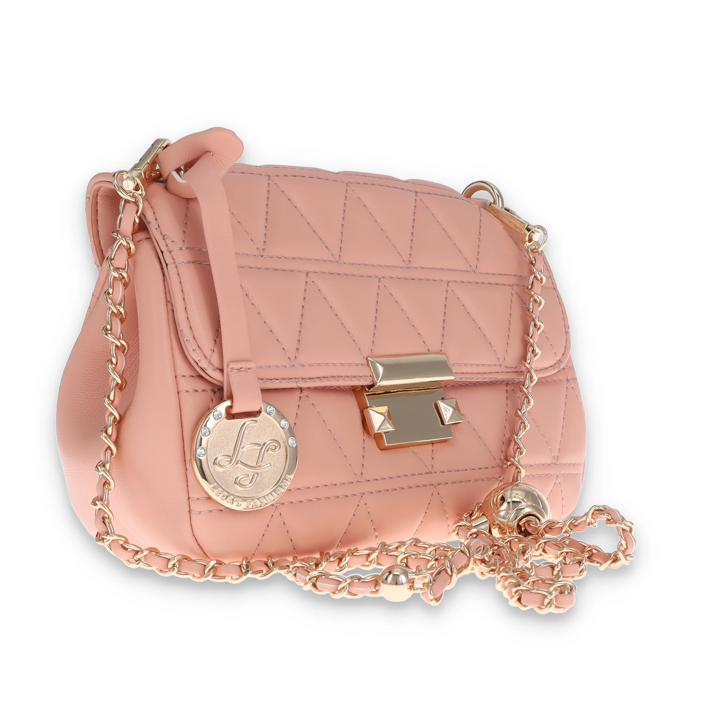 Leda's Fashions Small Quilted Pink Clutch Purse LPP2006PNK View 2