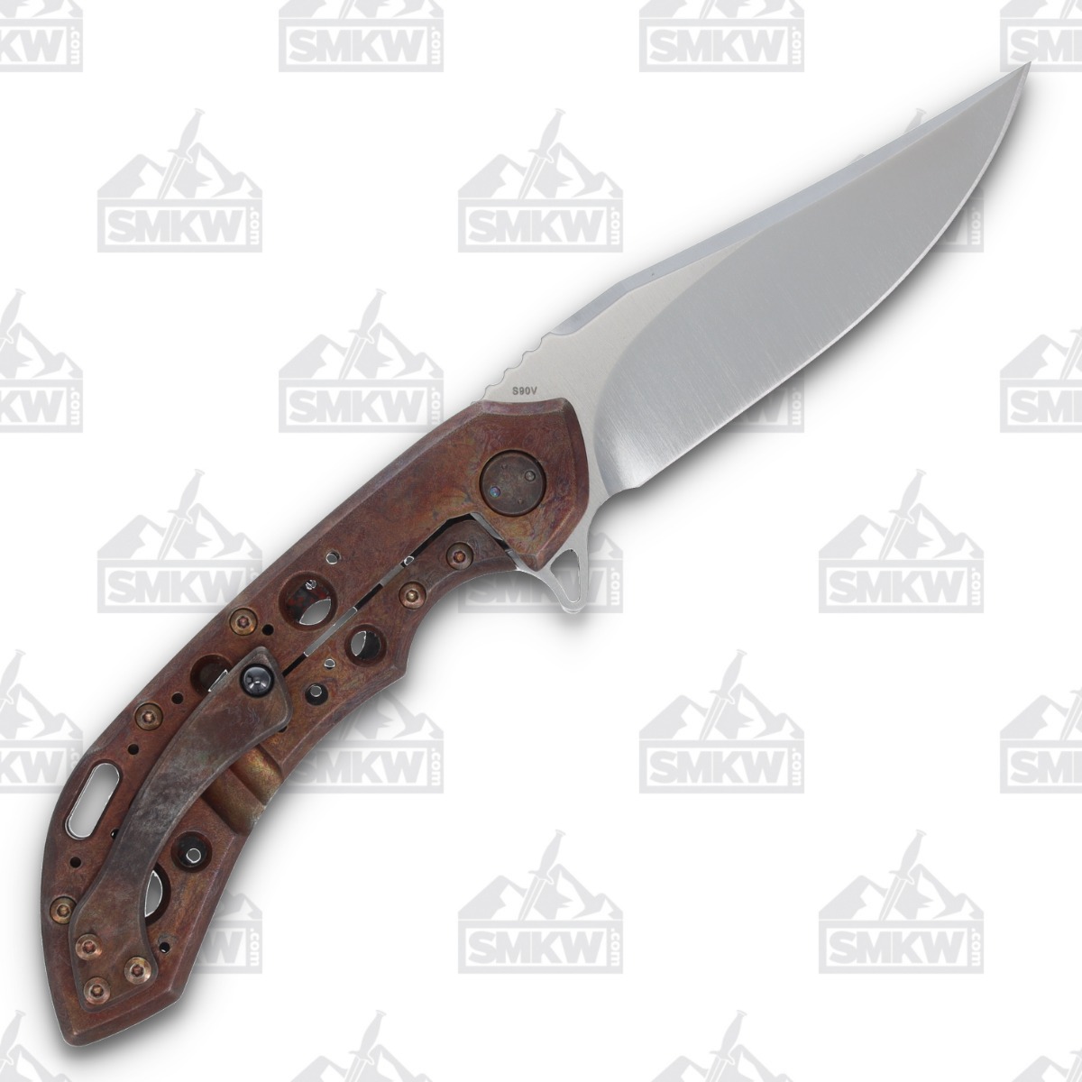 Olamic Wayfarer 247 Folding Knife T-068B Lava Flow FatCarbon/Antique Entropic with Acid Rain Cutouts T068B View 2