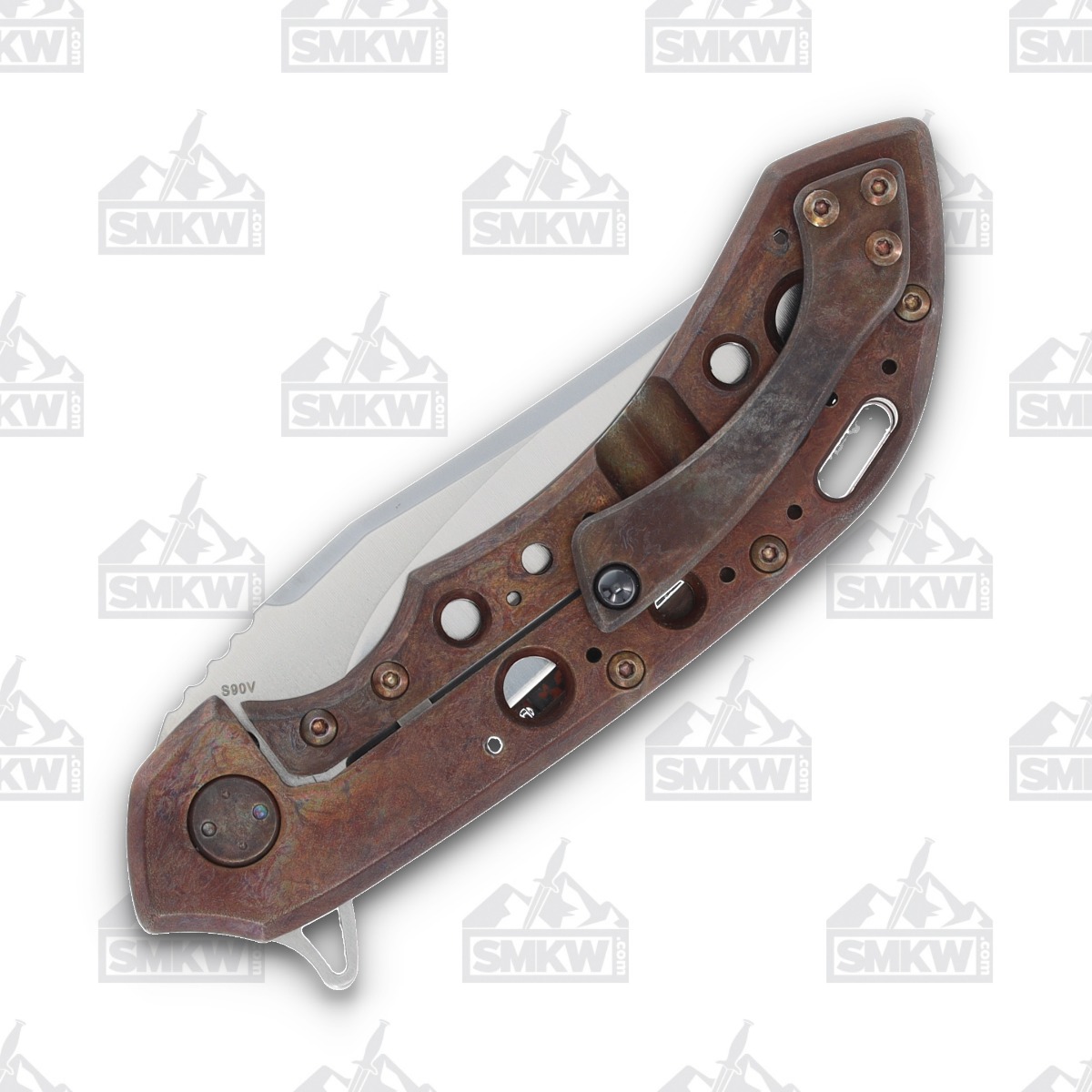 Olamic Wayfarer 247 Folding Knife T-068B Lava Flow FatCarbon/Antique Entropic with Acid Rain Cutouts T068B View 6
