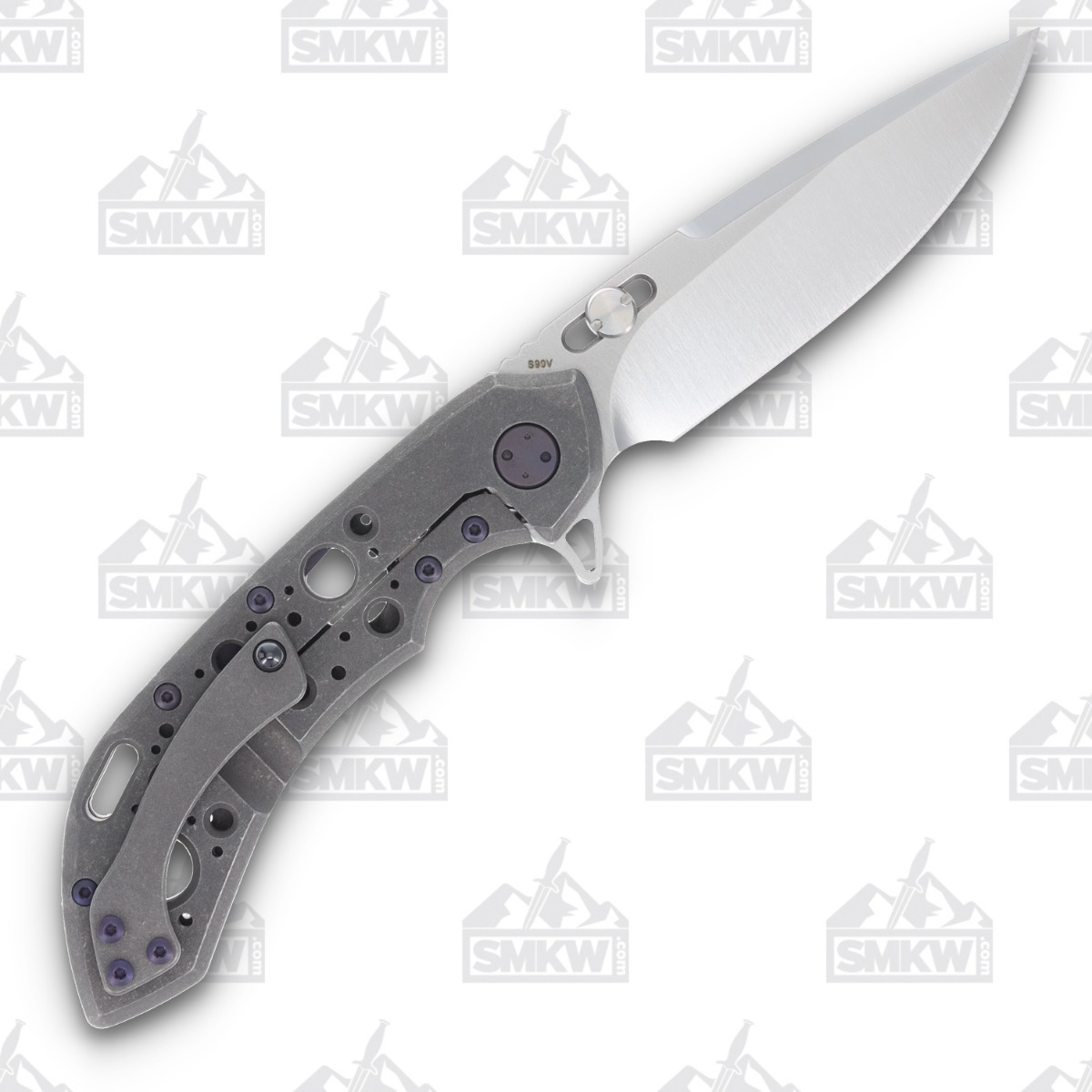Olamic Wayfarer 247 Folding Knife T-046P Dark Matter FatCarbon/Purple with Acid Rain Cutouts T046P View 2