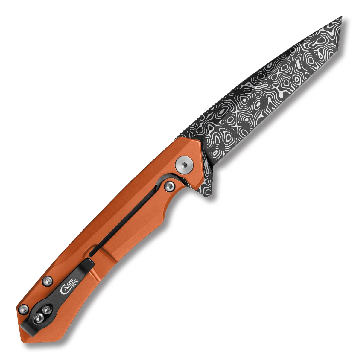 Case XX Kinzua Framelock Folding Knife Tanto Orange Aluminum CA64644 View 2