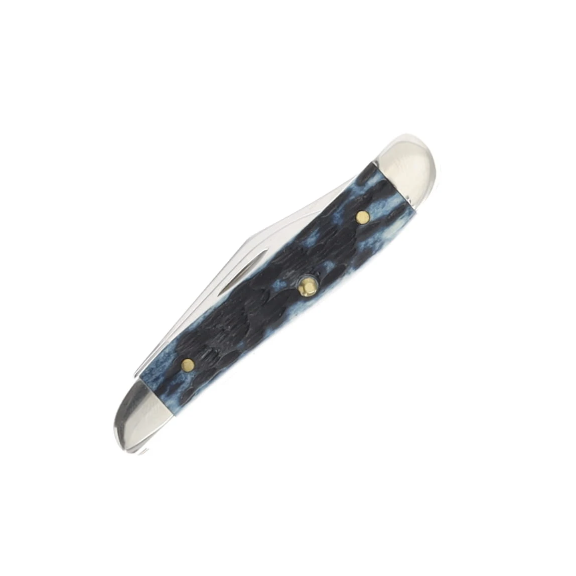 Case Pocket Worn Mediterranean Blue Peach Seed Jigged Bone Peanut Pocket Knife CA51858 View 3