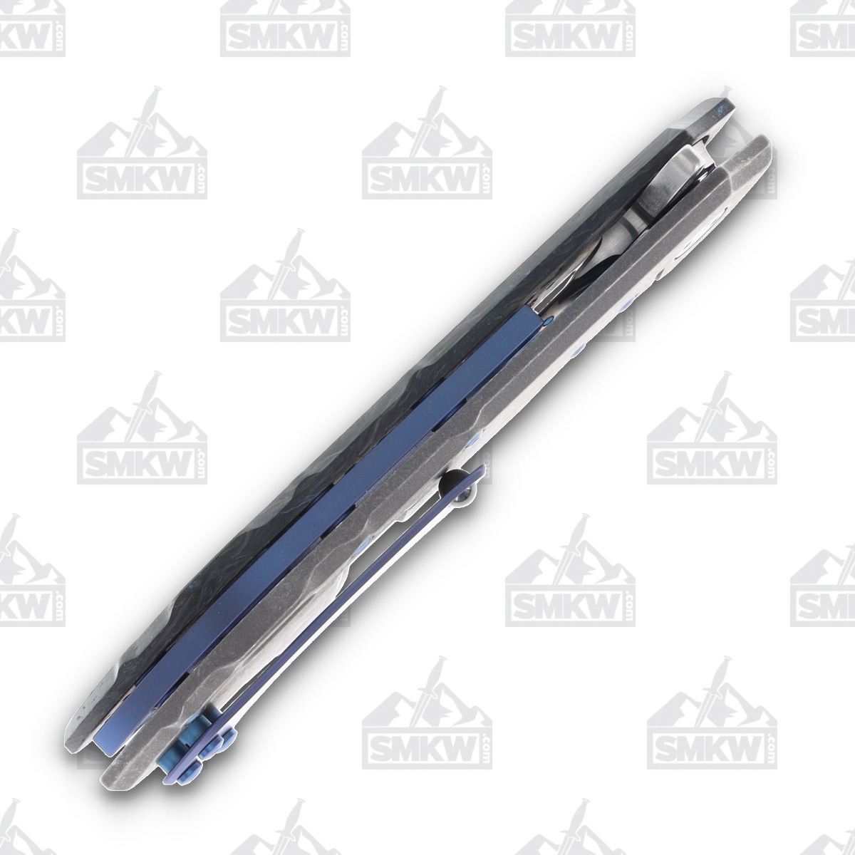 Olamic Wayfarer 247 Folding Knife T-053W Dark Matter FatCarbon/Matte Blue Titanium with Acid Rain Cutouts T053W View 8