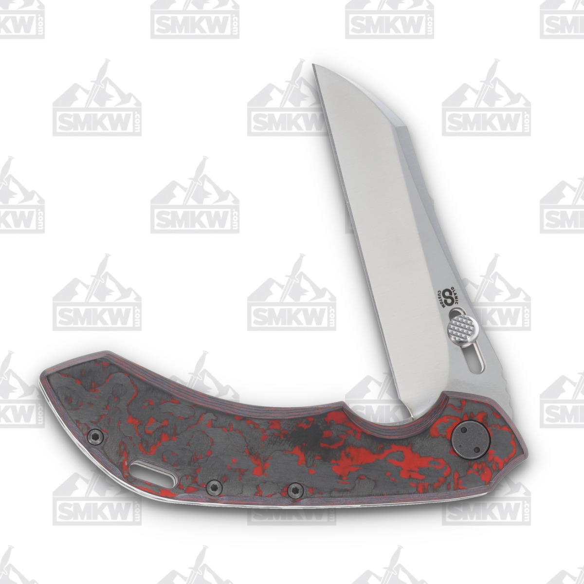 Olamic Wayfarer 247 Folding Knife T-0057W Lava Flow FatCarbon/Stonewash Titanium T057W View 3