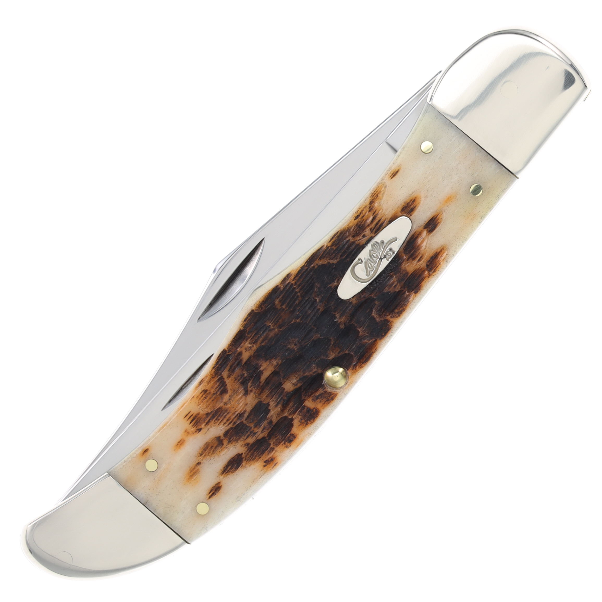 Case XX Amber Jigged Bone Carbon Steel Folding Hunter with Sheath CA30093 View 3