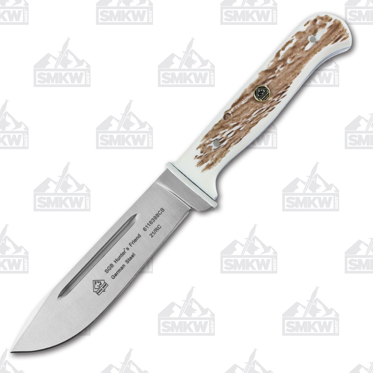 Puma SGB Hunters Friend Fixed Blade Knife 4.7in Plain POM Commando Stag PKC6116398CS View 1