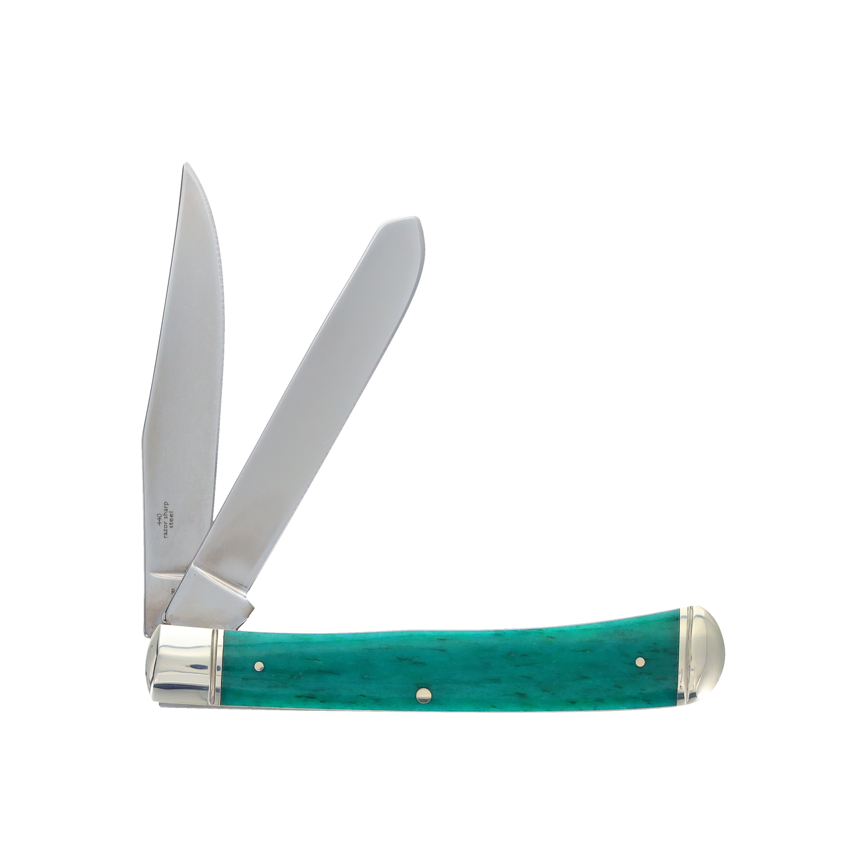 Rough Ryder Trapper Folding Knife Turquoise Smooth Bone RR1253 View 2