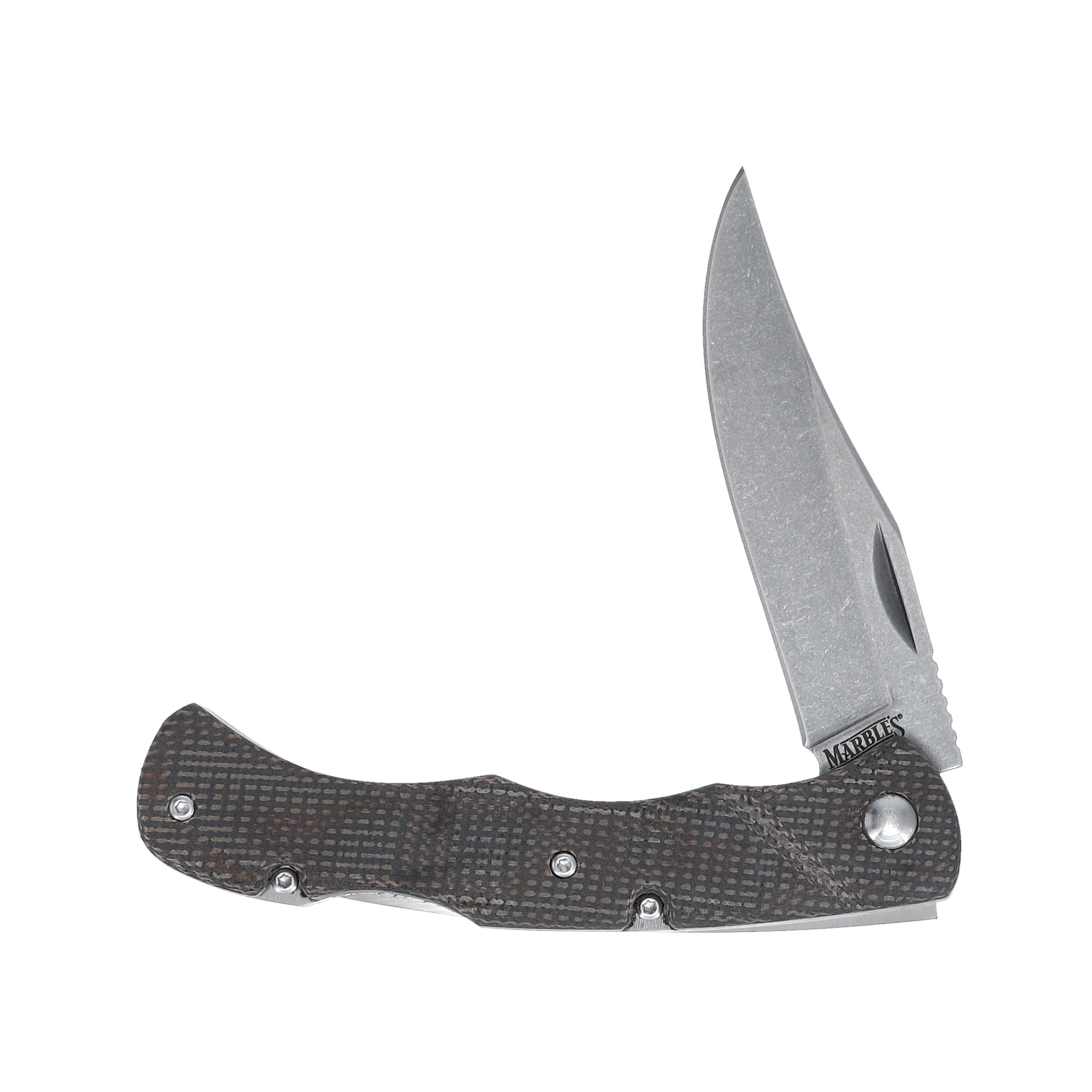 Marbles Brown Linen Micarta Medium Lockback Folding Knife MR585 View 3