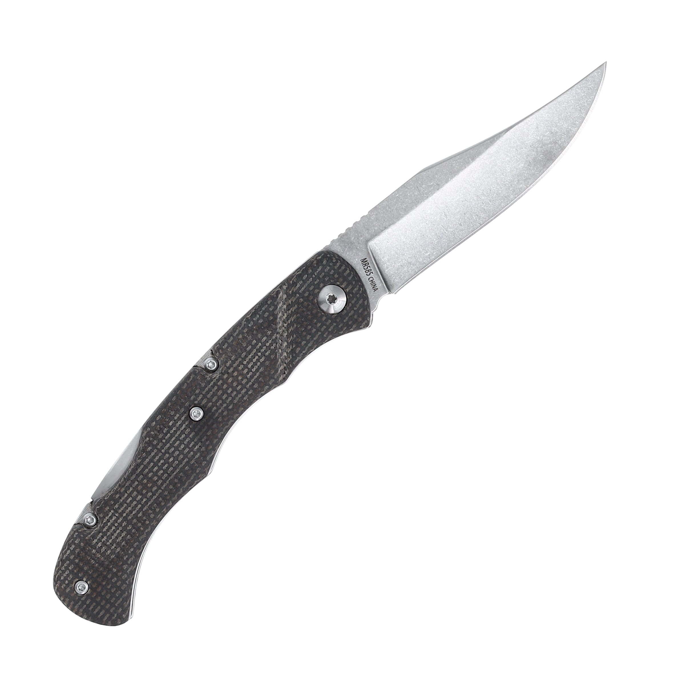 Marbles Brown Linen Micarta Medium Lockback Folding Knife MR585 View 2