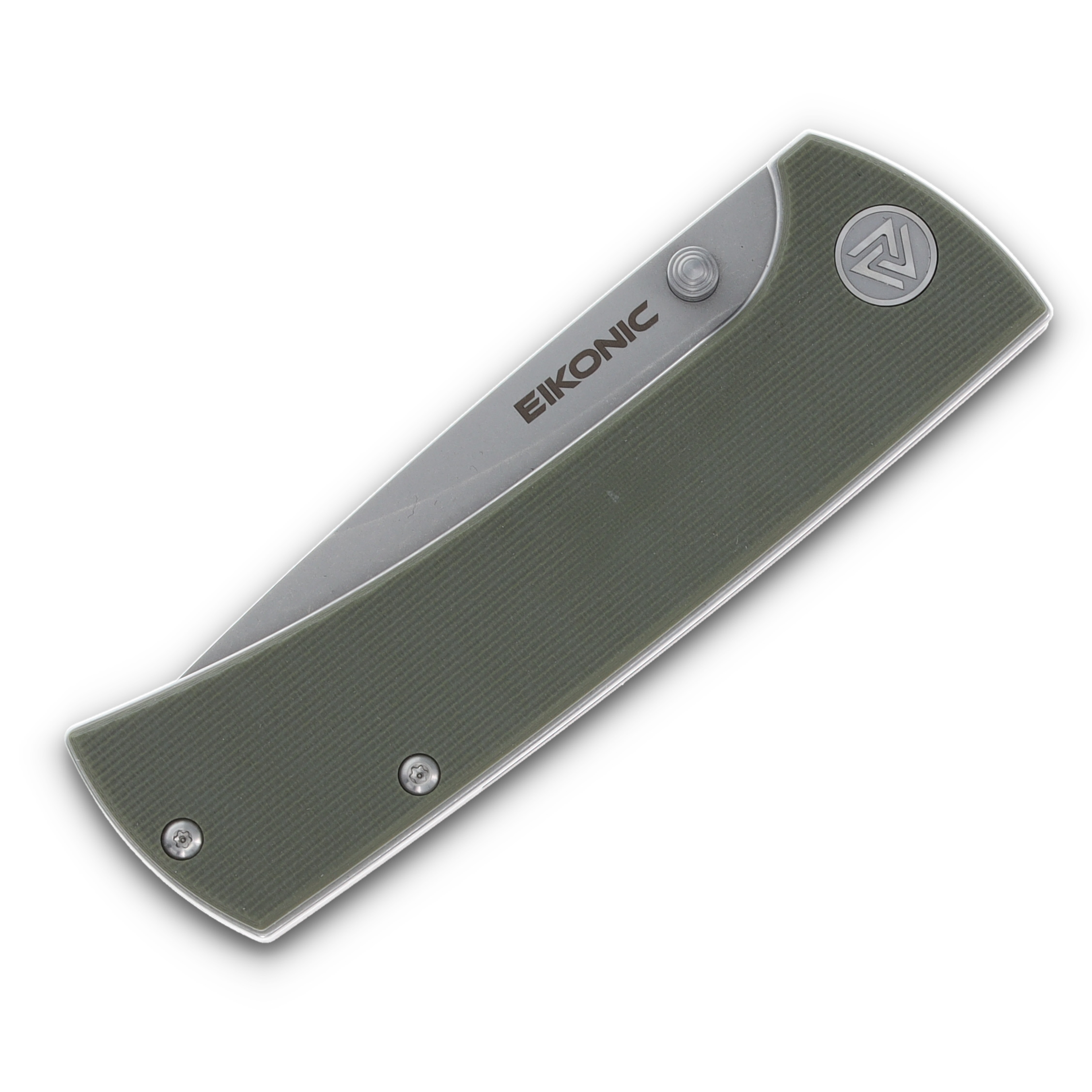 EIKONIC Knives RCK9 Folding Knife Olive G10 3in Plain Stonewash Drop Point EIK100SGN View 3