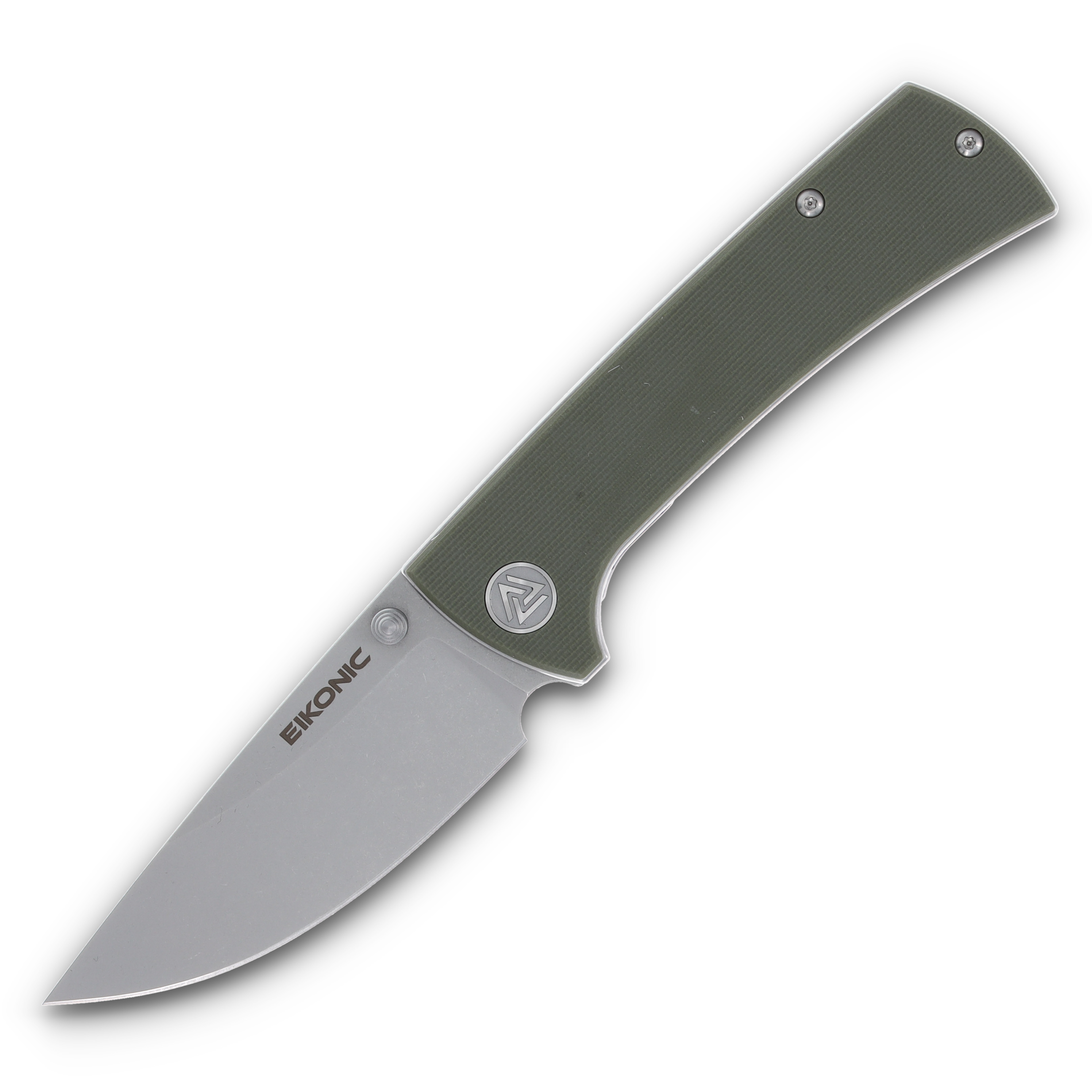 EIKONIC Knives RCK9 Folding Knife Olive G10 3in Plain Stonewash Drop Point EIK100SGN View 1