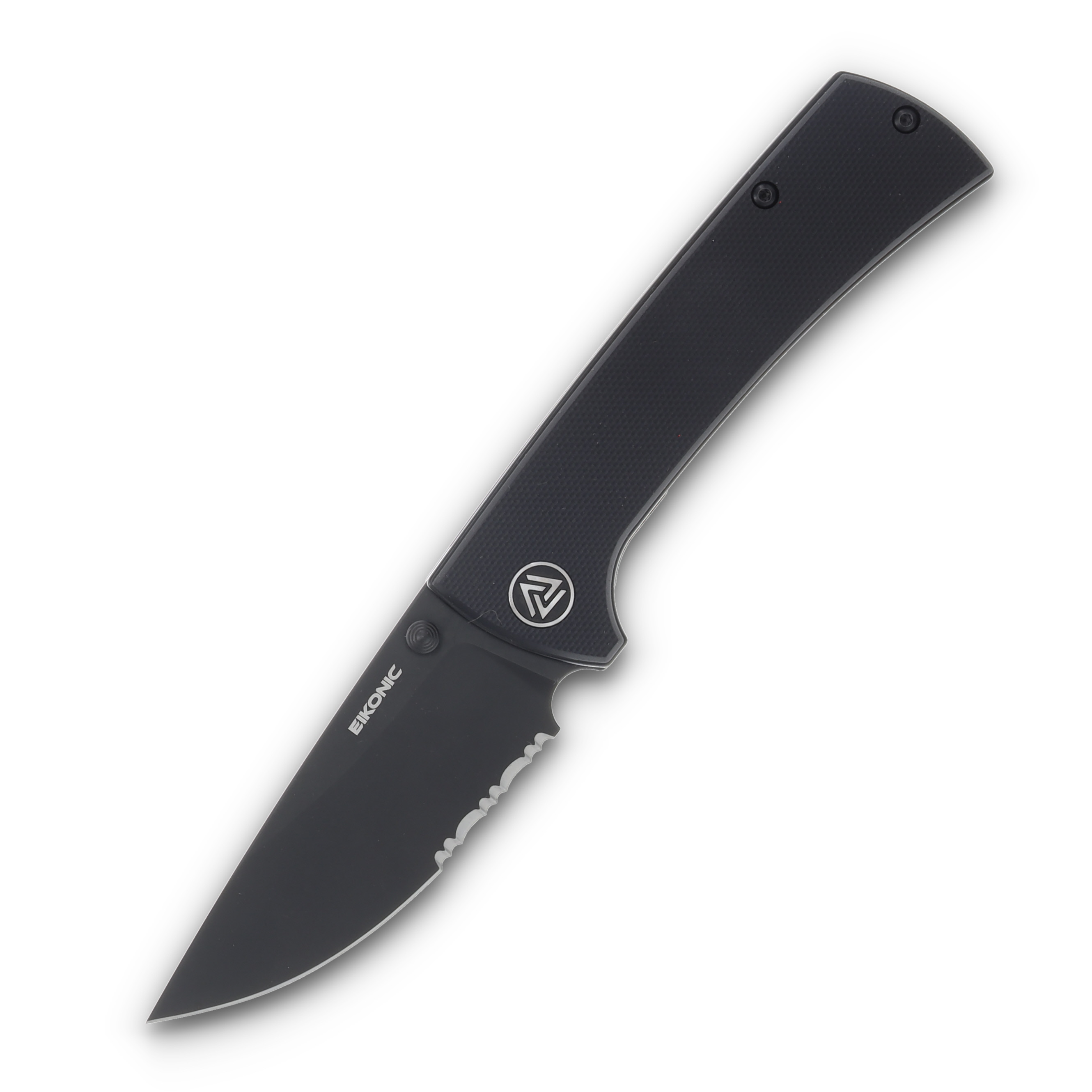 EIKONIC RCK9 Folding Knife 2.9in Partially Serrated Black Drop Point EIK100BBS View 1