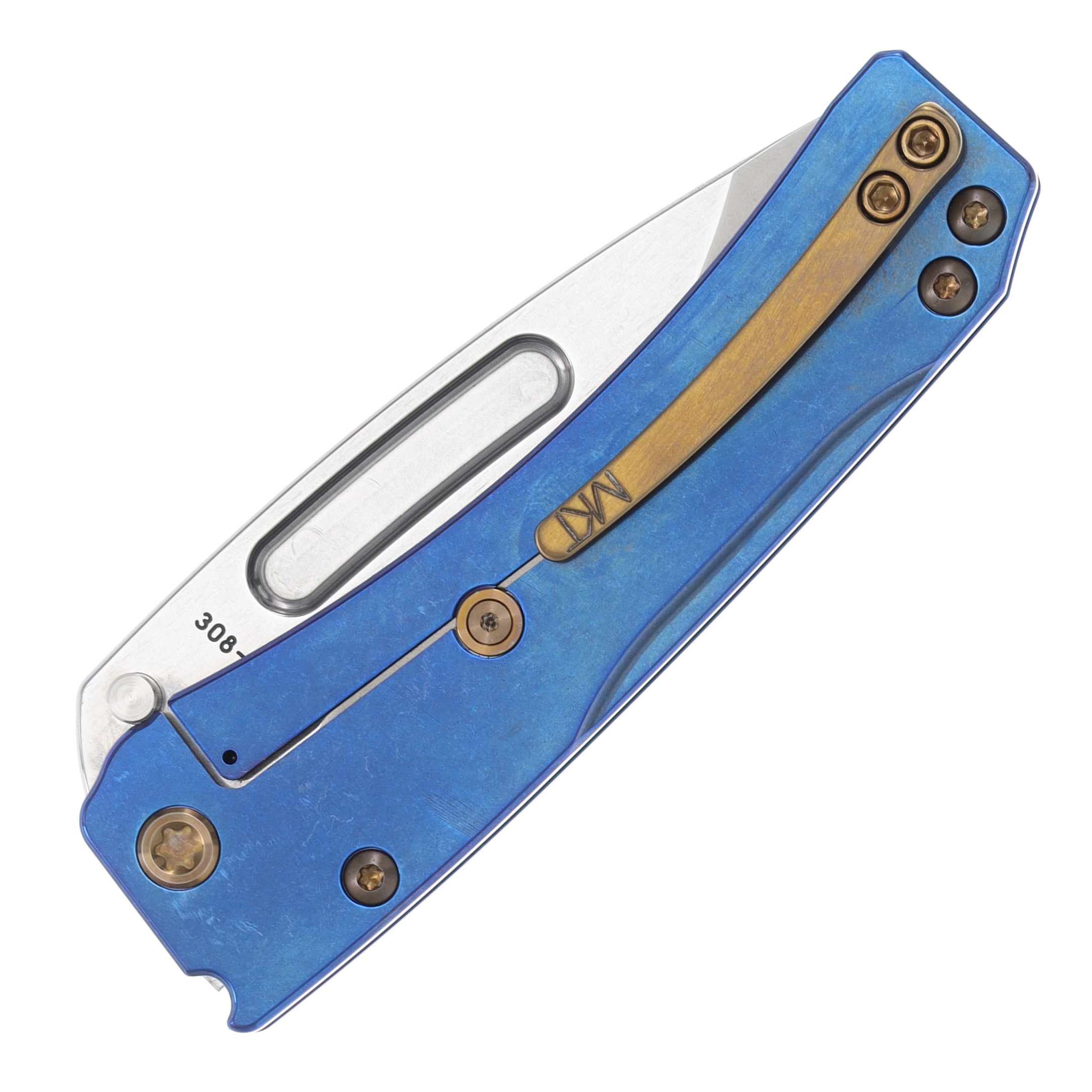 Medford Slim Midi Folding Knife Tumbled S45VN Blue (Bronze Hardware) MK2014TD-37A2-T1C1-Q4 View 2