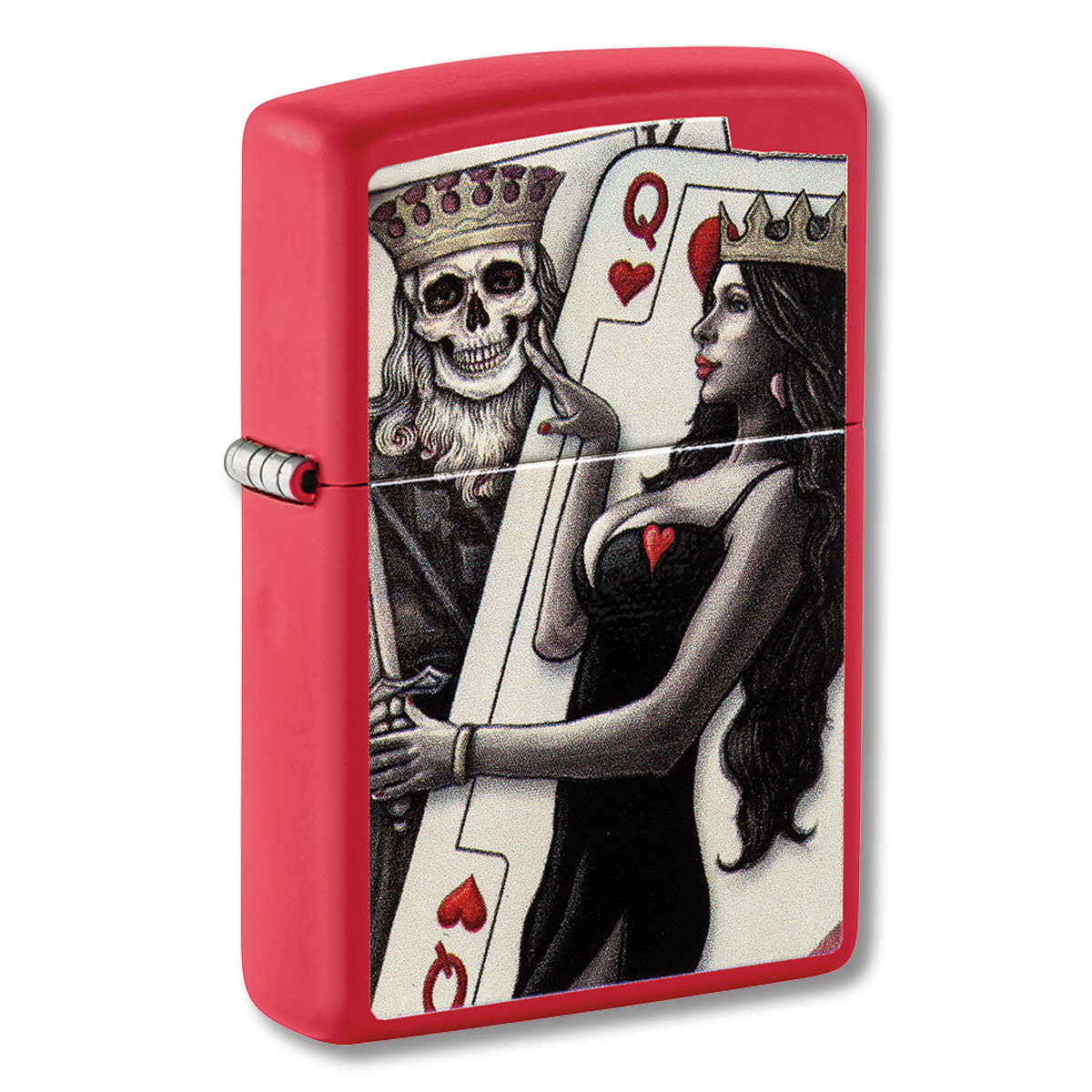 Zippo Lighter Skull King and Queen Beauty Red Matte ZP48624 View 1