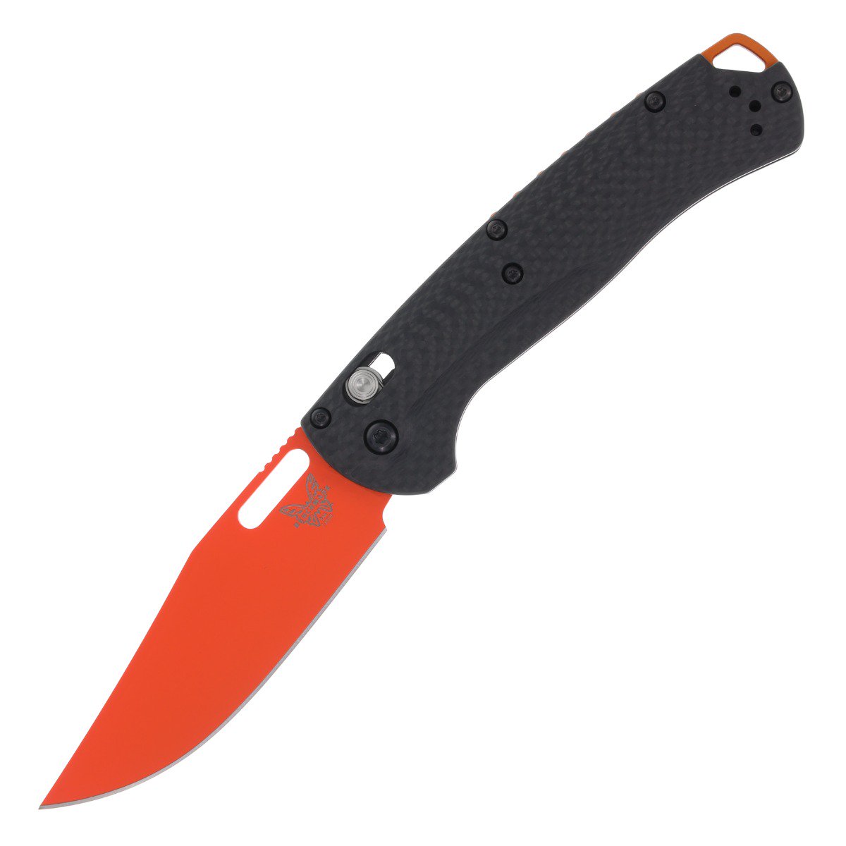 Benchmade Taggedout Folding Knife 3.5in Plain Orange Carbon Fiber BM15535OR01 View 1