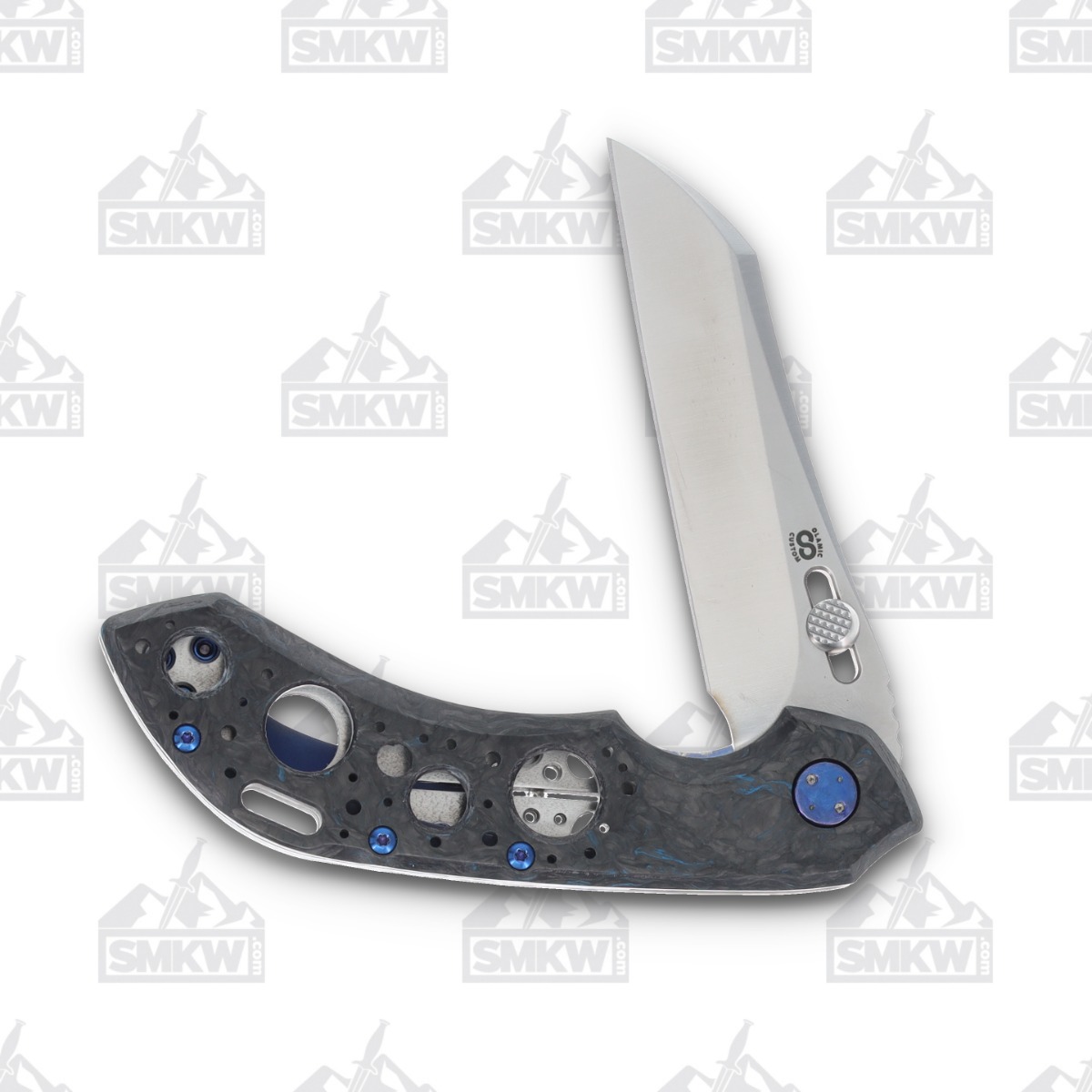 Olamic Wayfarer 247 Folding Knife T-083B Blue DarkMatter FatCarbon/Frosty T083B View 3